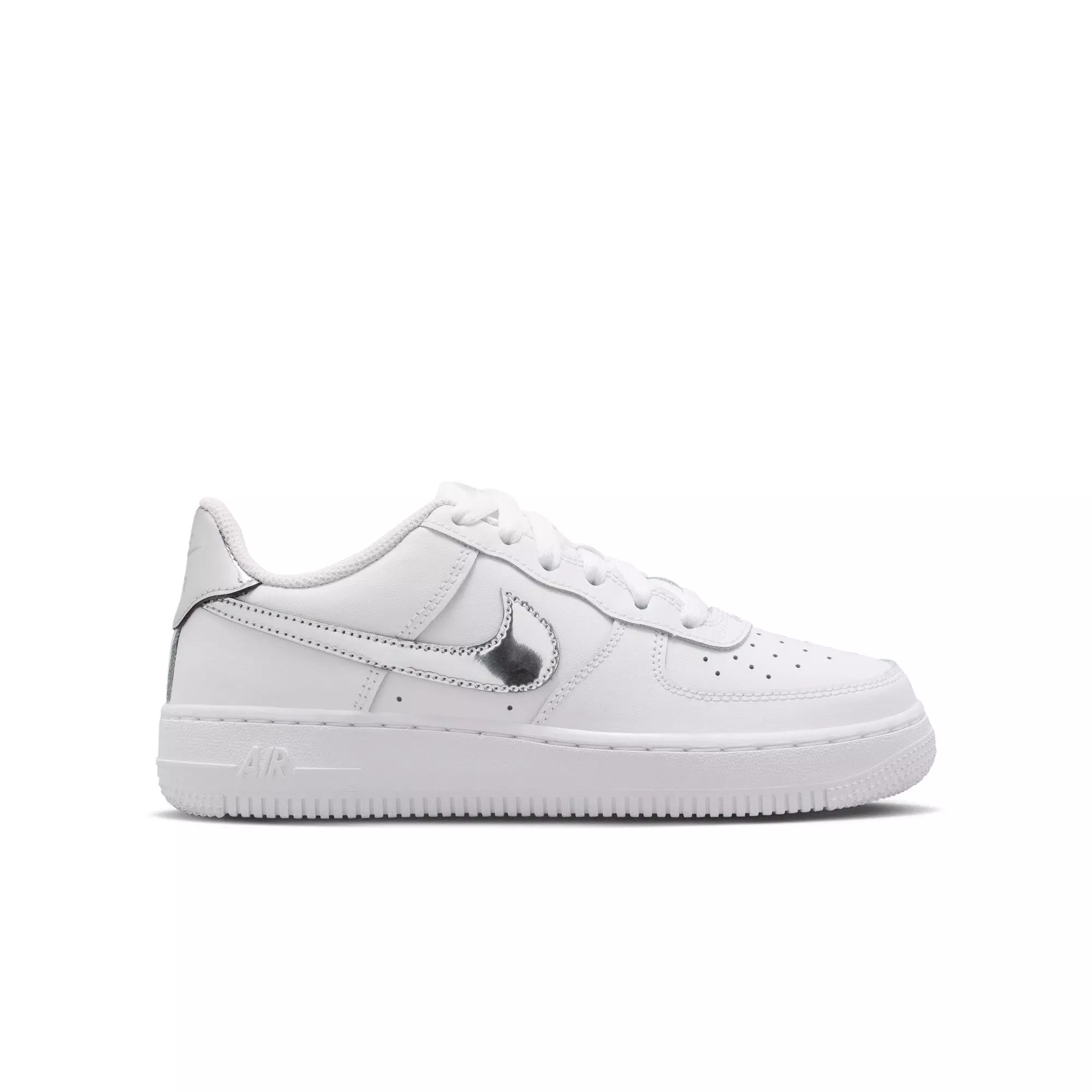 Nike Air Force 1 "White/Metallic Silver" Grade School Girls' Shoe - WHITE/SILVER