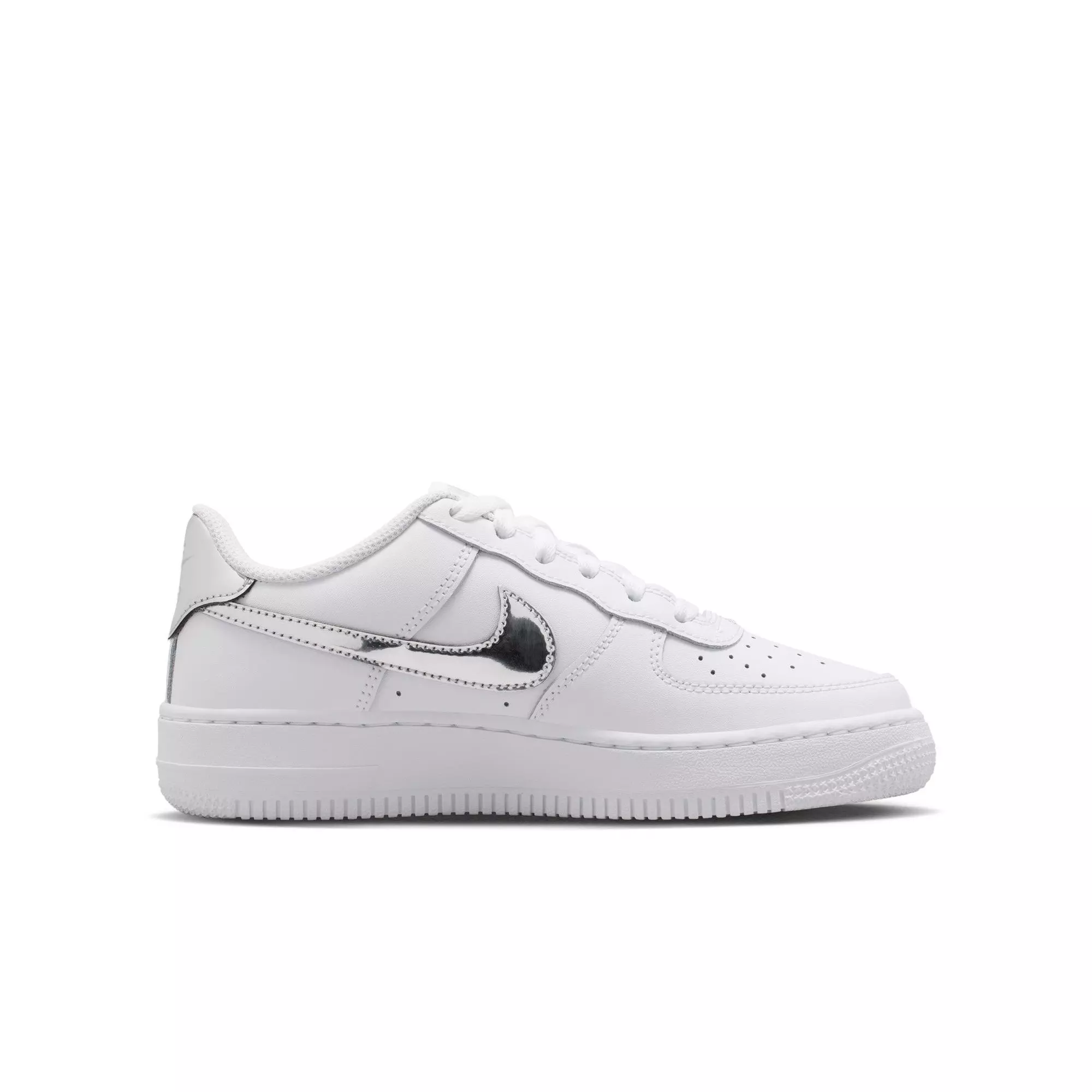 Nike Air Force 1 "White/Metallic Silver" Grade School Girls' Shoe - WHITE/SILVER
