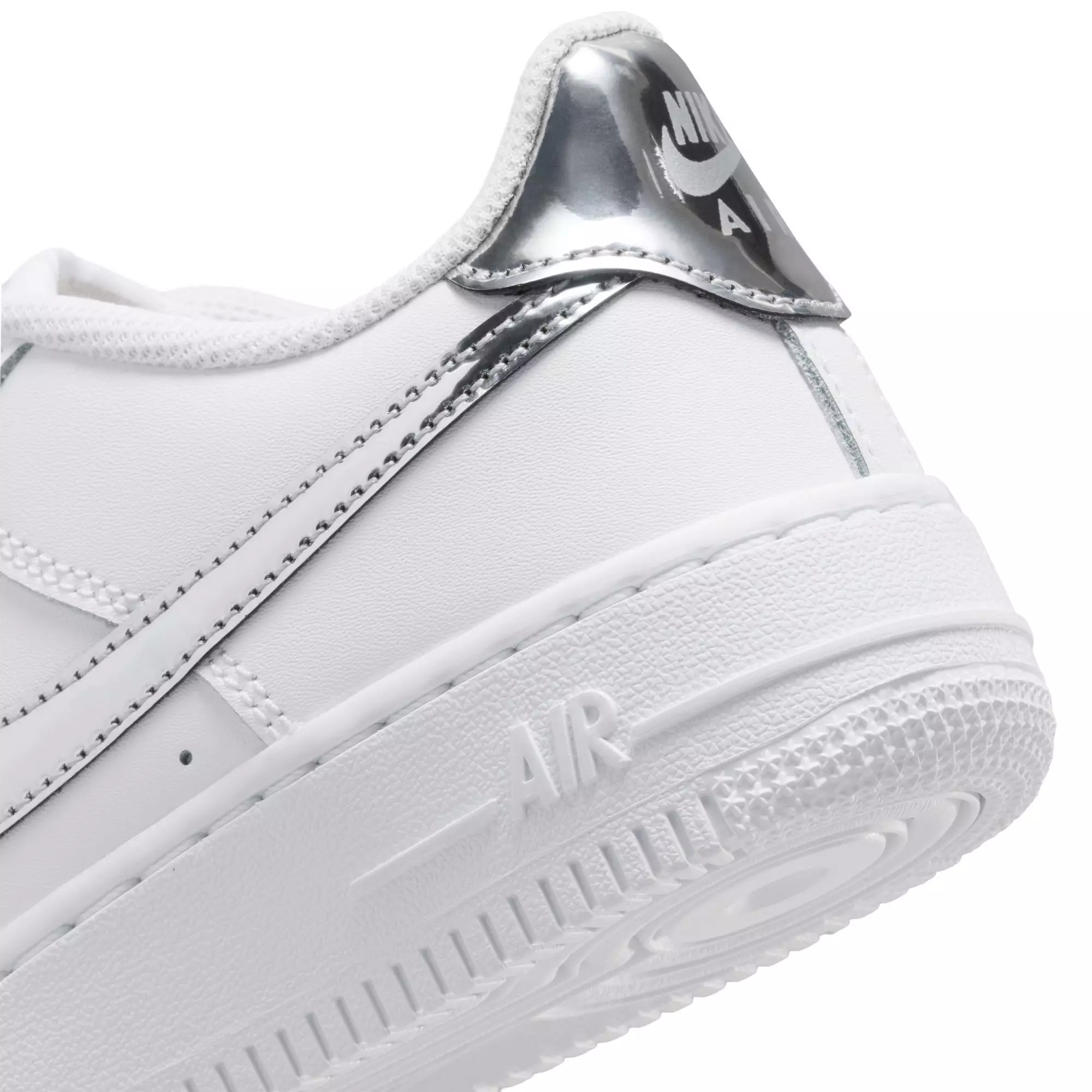 Nike Air Force 1 "White/Metallic Silver" Grade School Girls' Shoe - WHITE/SILVER