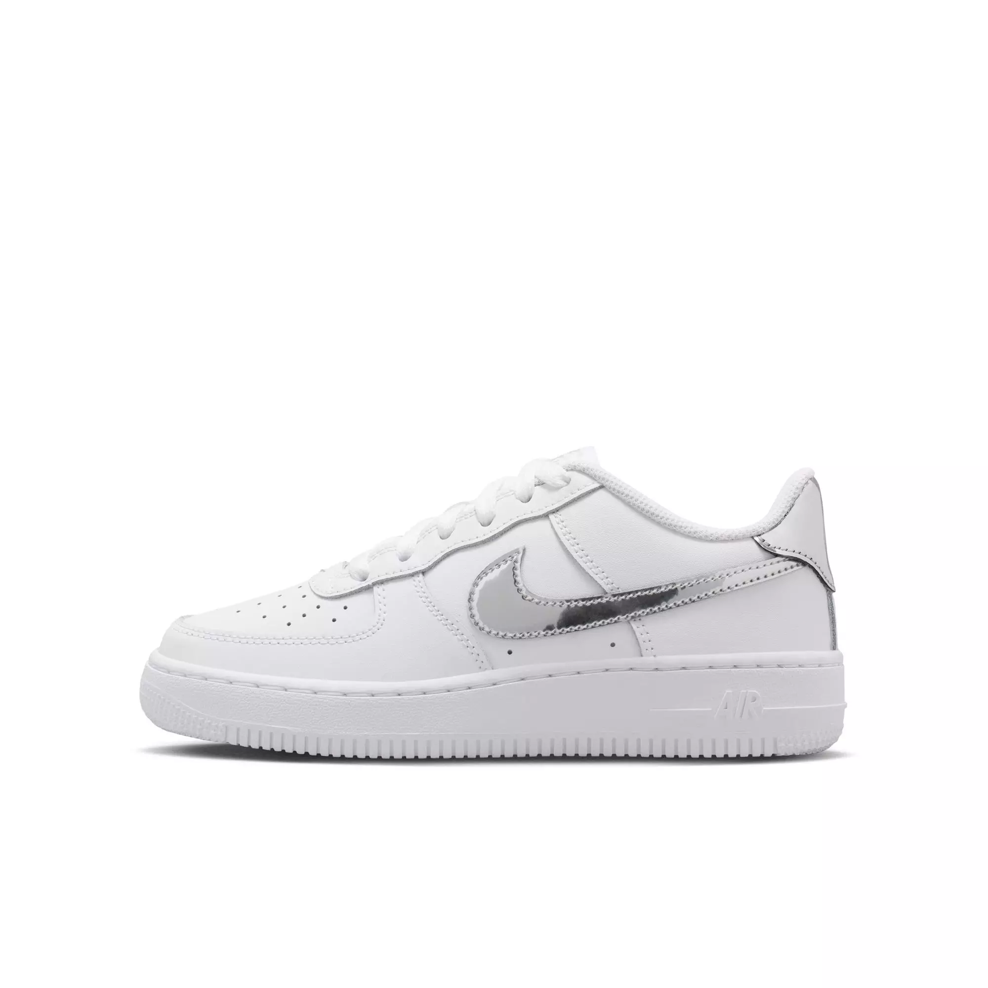 Nike Air Force 1 "White/Metallic Silver" Grade School Girls' Shoe - WHITE/SILVER