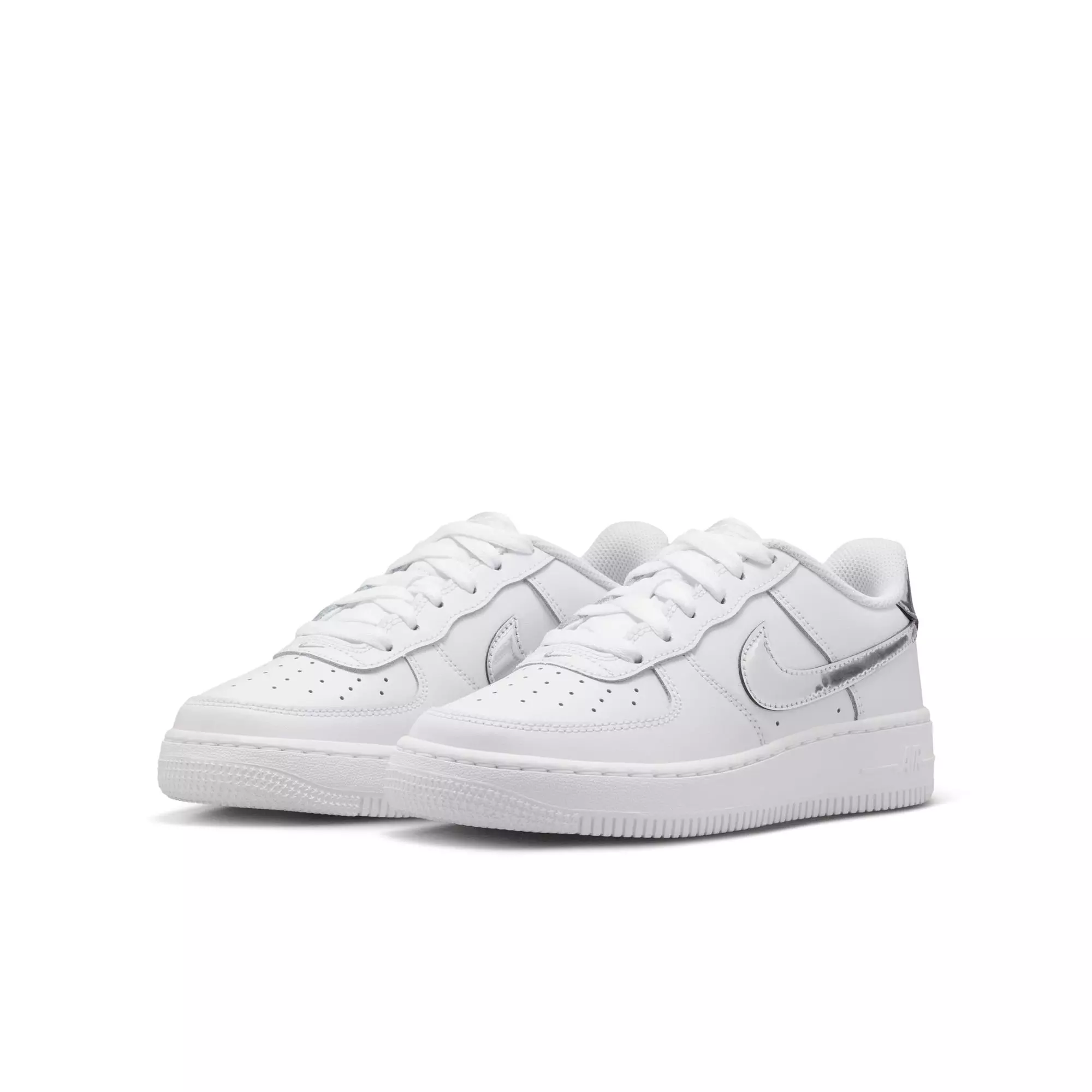 Nike Air Force 1 "White/Metallic Silver" Grade School Girls' Shoe - WHITE/SILVER