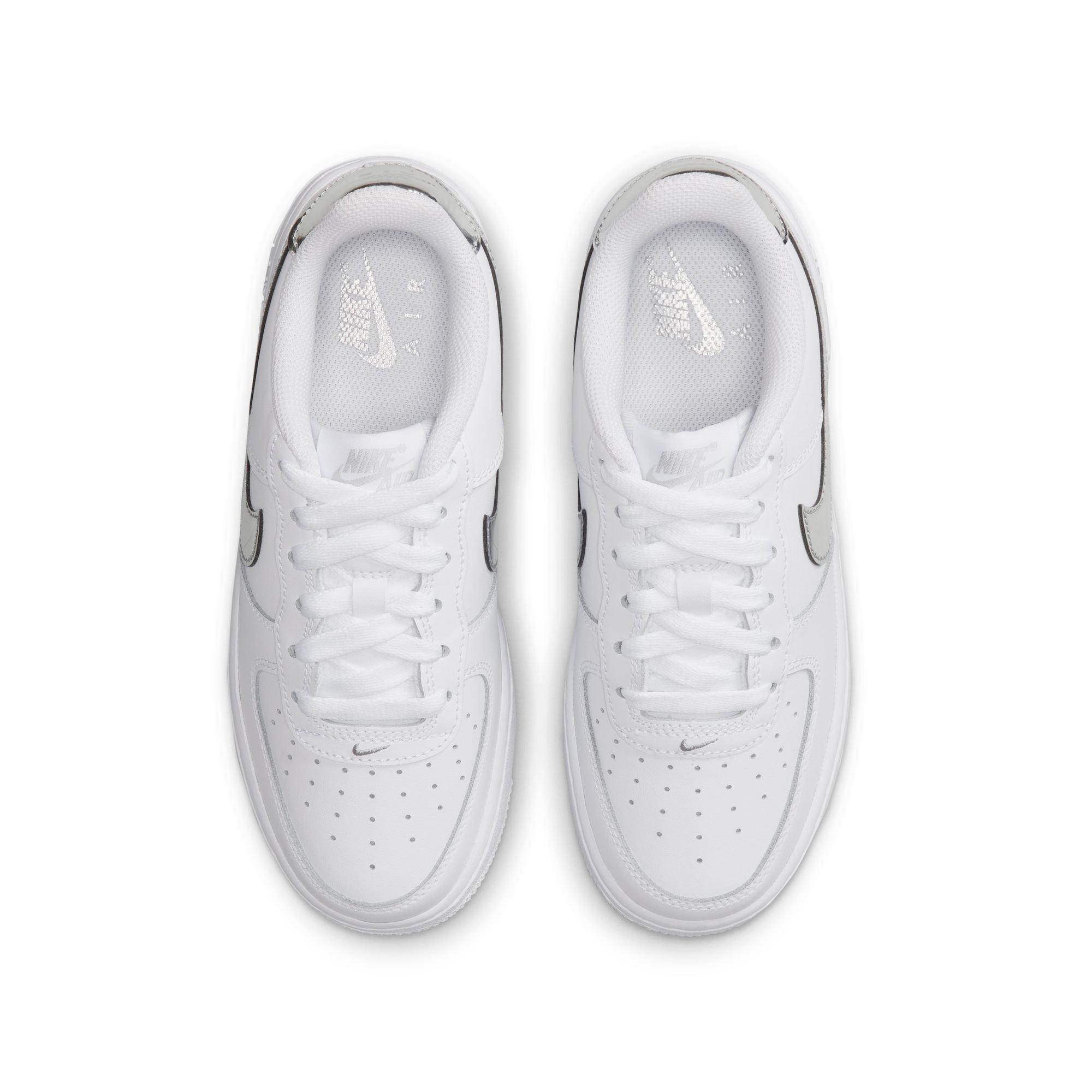 Nike Air Force 1 "White/Metallic Silver" Grade School Girls' Shoe - WHITE/SILVER