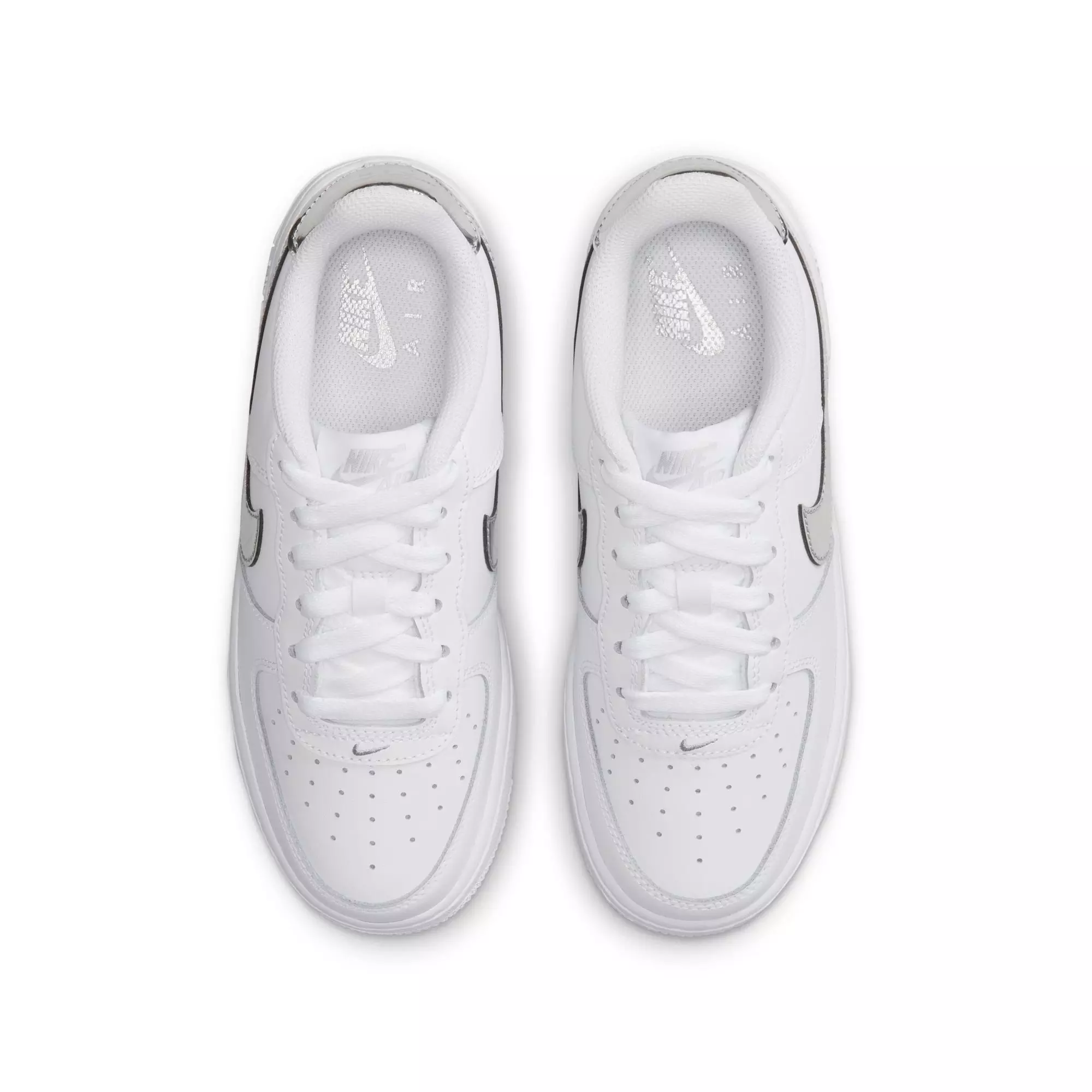 Nike Air Force 1 "White/Metallic Silver" Grade School Girls' Shoe - WHITE/SILVER