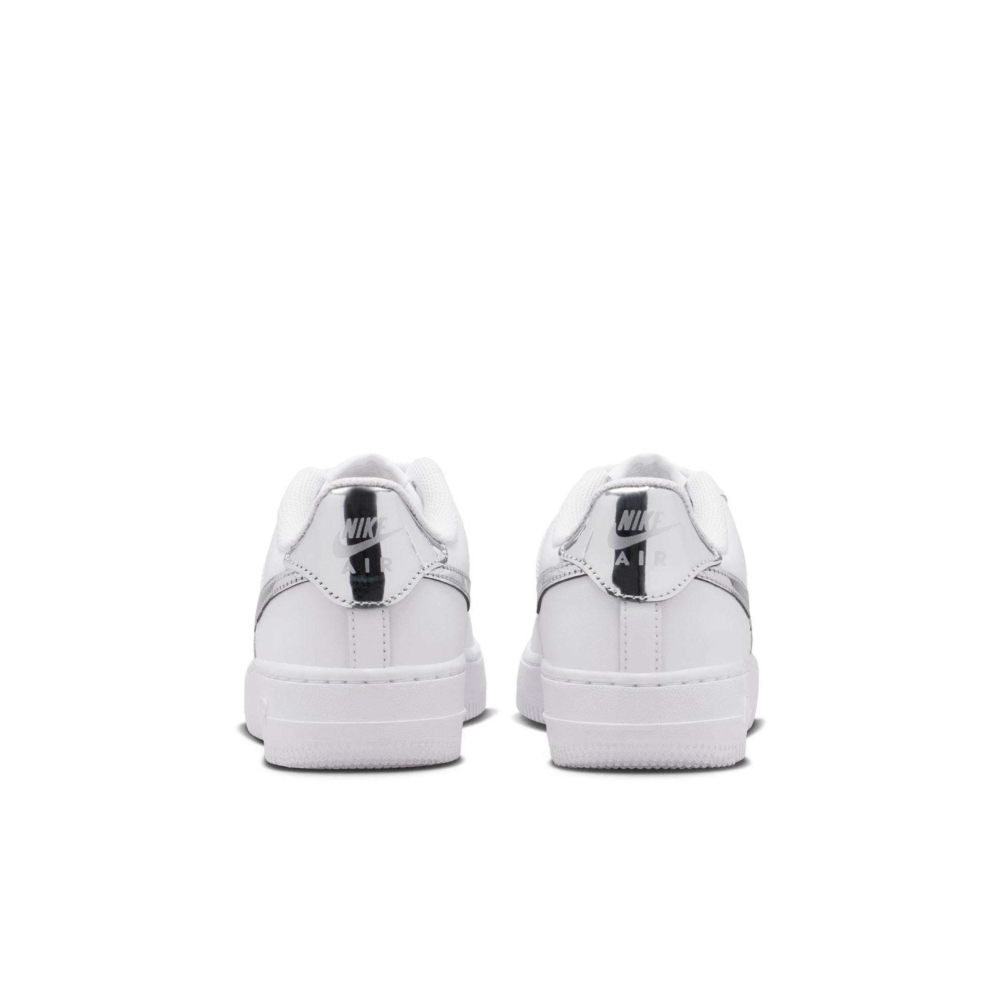 Nike Air Force 1 "White/Metallic Silver" Grade School Girls' Shoe - WHITE/SILVER