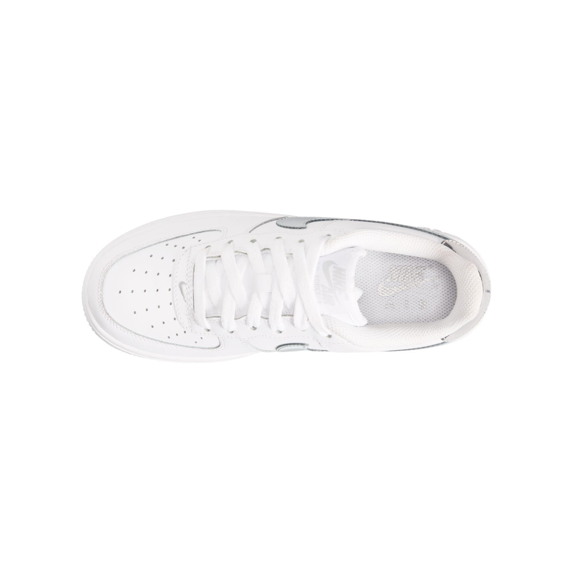 Nike Air Force 1 "White/Metallic Silver" Grade School Girls' Shoe - WHITE/SILVER