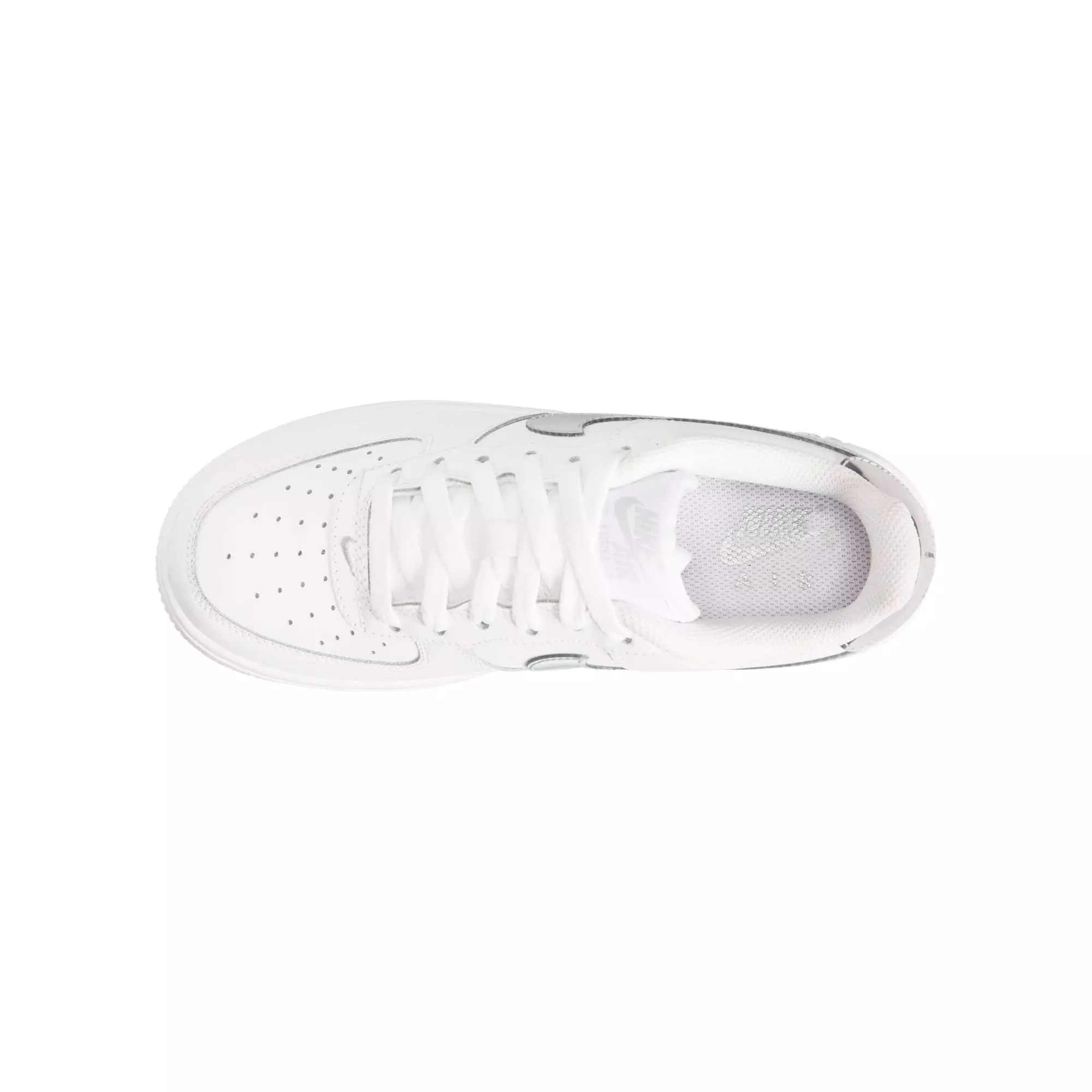 Nike Air Force 1 "White/Metallic Silver" Grade School Girls' Shoe - WHITE/SILVER