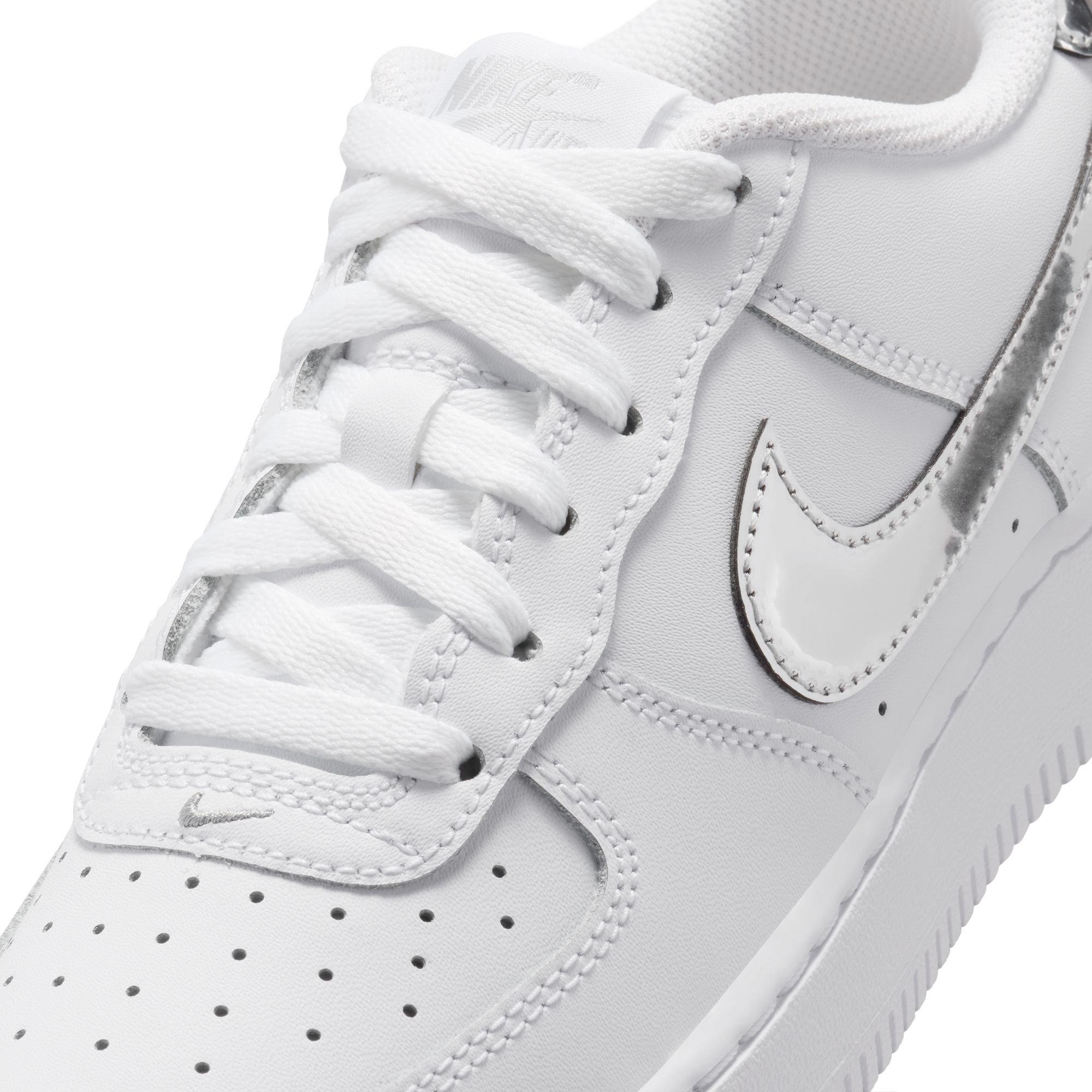 Nike Air Force 1 "White/Metallic Silver" Grade School Girls' Shoe - WHITE/SILVER