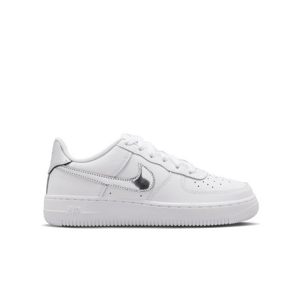 Nike Air Force 1 "White/Metallic Silver" Grade School Girls' Shoe