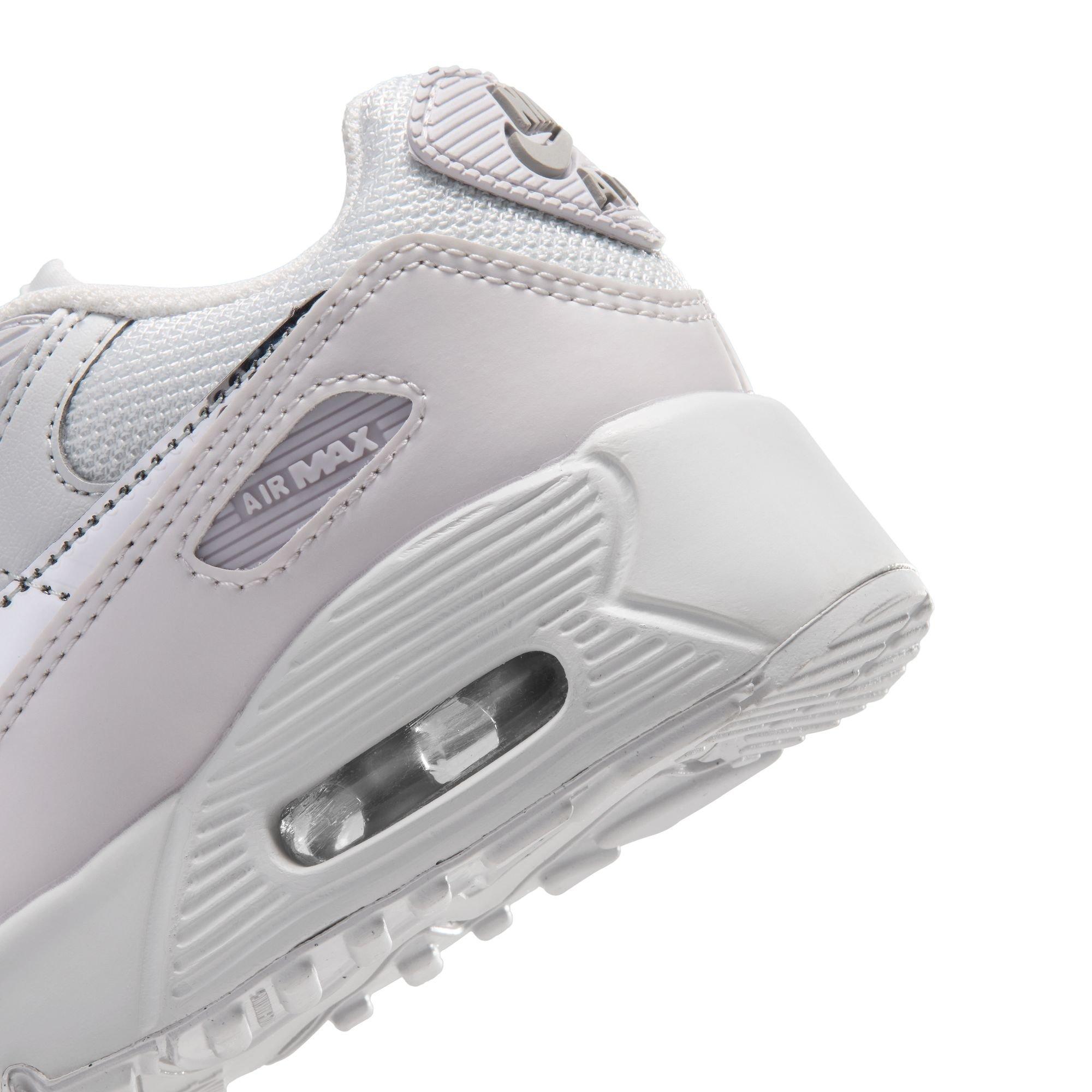 Nike Air Max 90 "Photon Dust/Metallic Silver/Vast Grey" Preschool Girls' Shoe - WHITE/SILVER