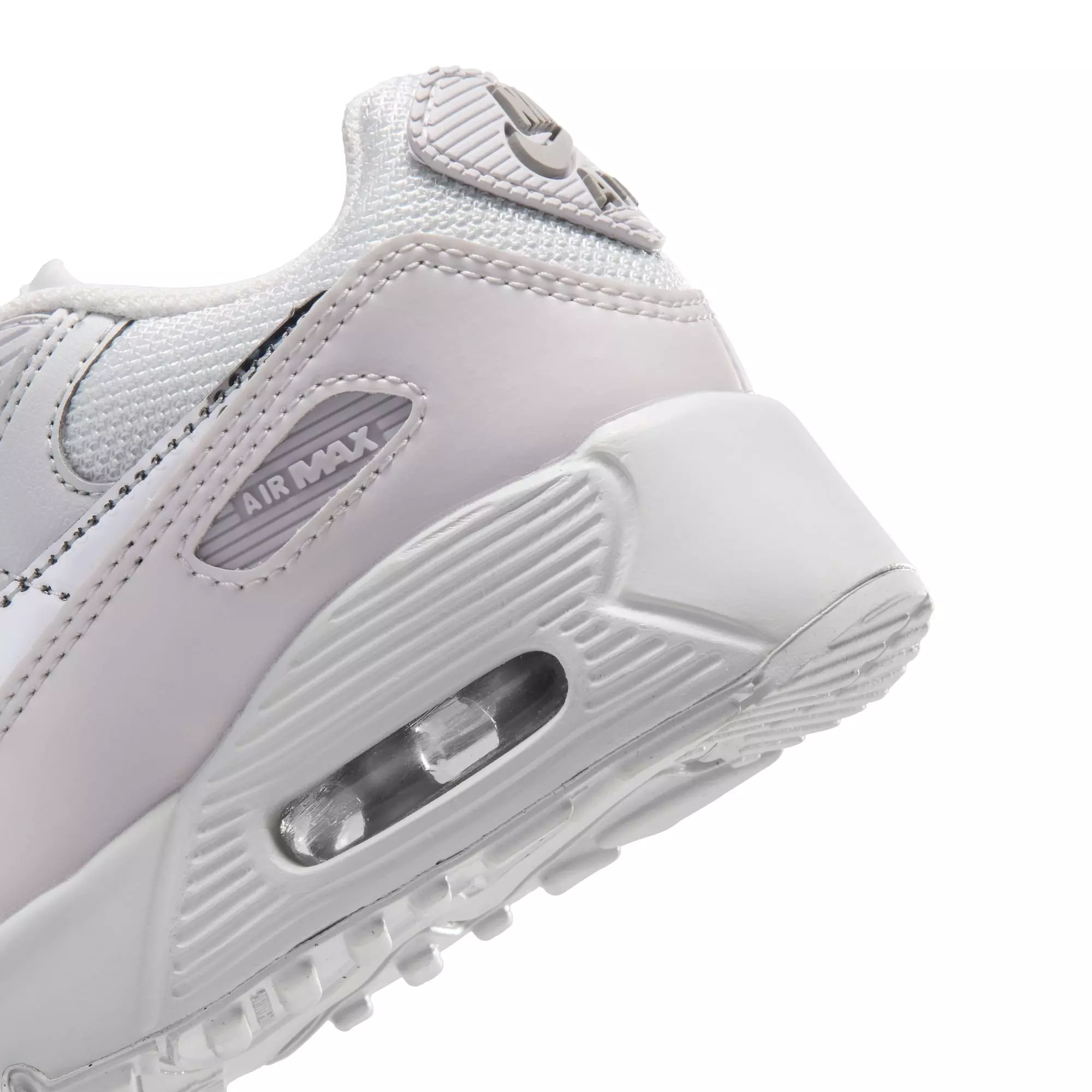 Nike Air Max 90 "Photon Dust/Metallic Silver/Vast Grey" Preschool Girls' Shoe - WHITE/SILVER