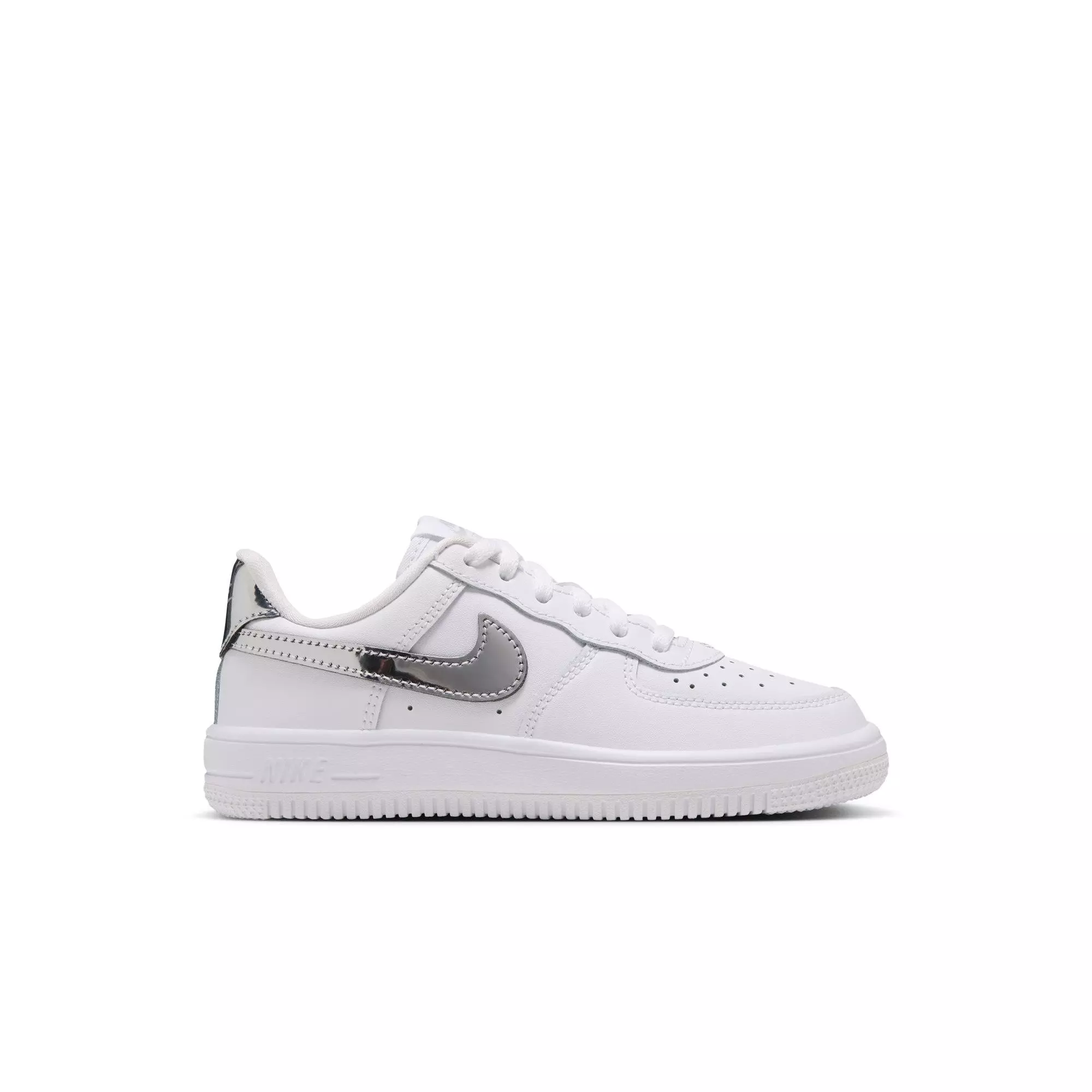 Nike Air Force 1 Low "White/Metallic Silver" Preschool Girls' Shoe - WHITE/SILVER