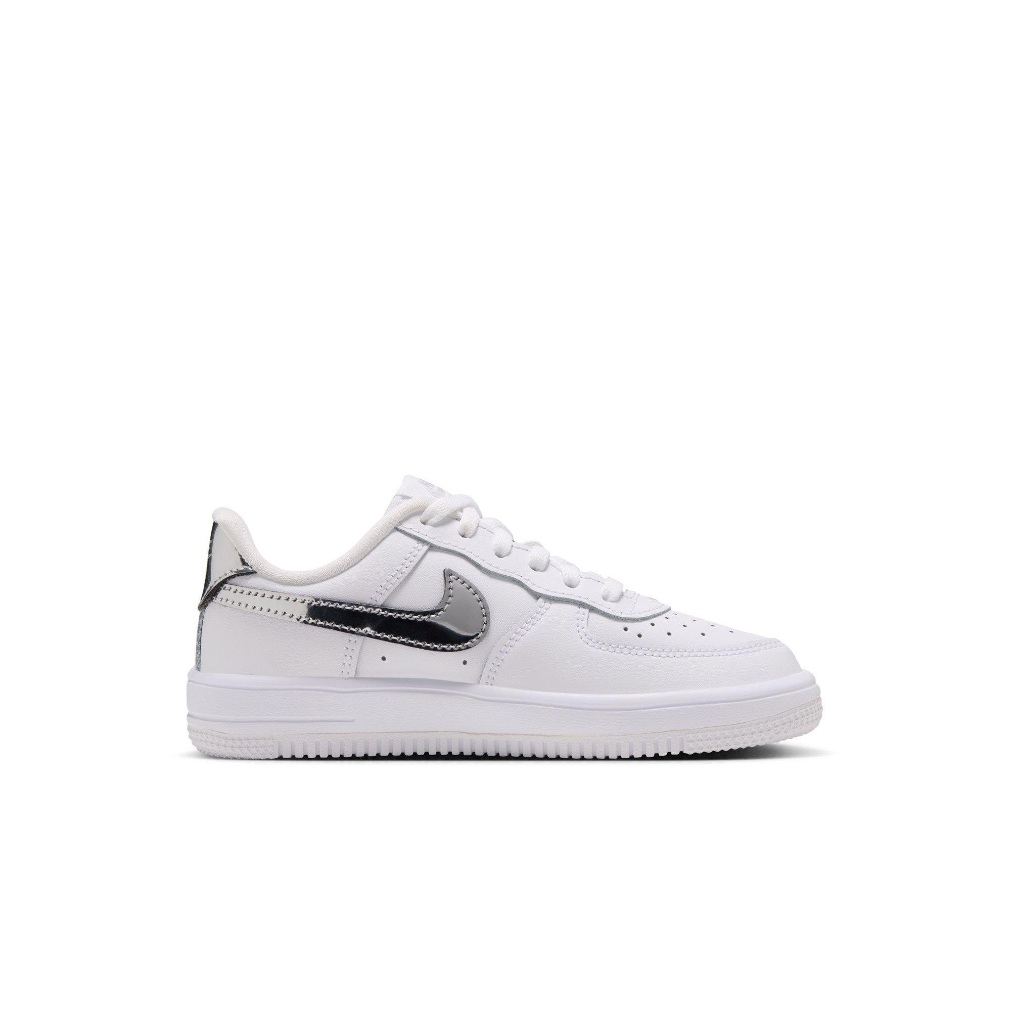 Nike Air Force 1 Low "White/Metallic Silver" Preschool Girls' Shoe - WHITE/SILVER
