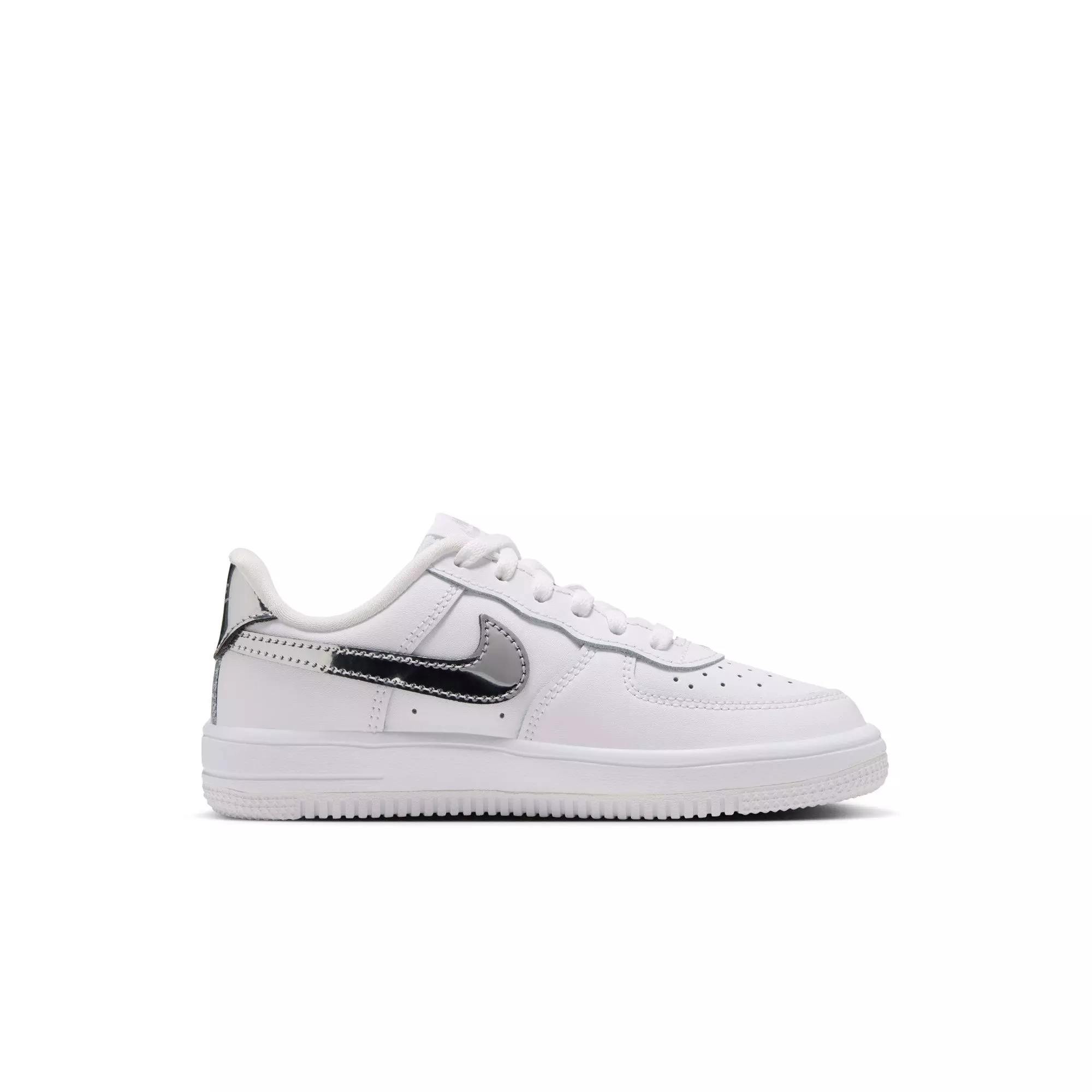 Nike Air Force 1 Low "White/Metallic Silver" Preschool Girls' Shoe - WHITE/SILVER