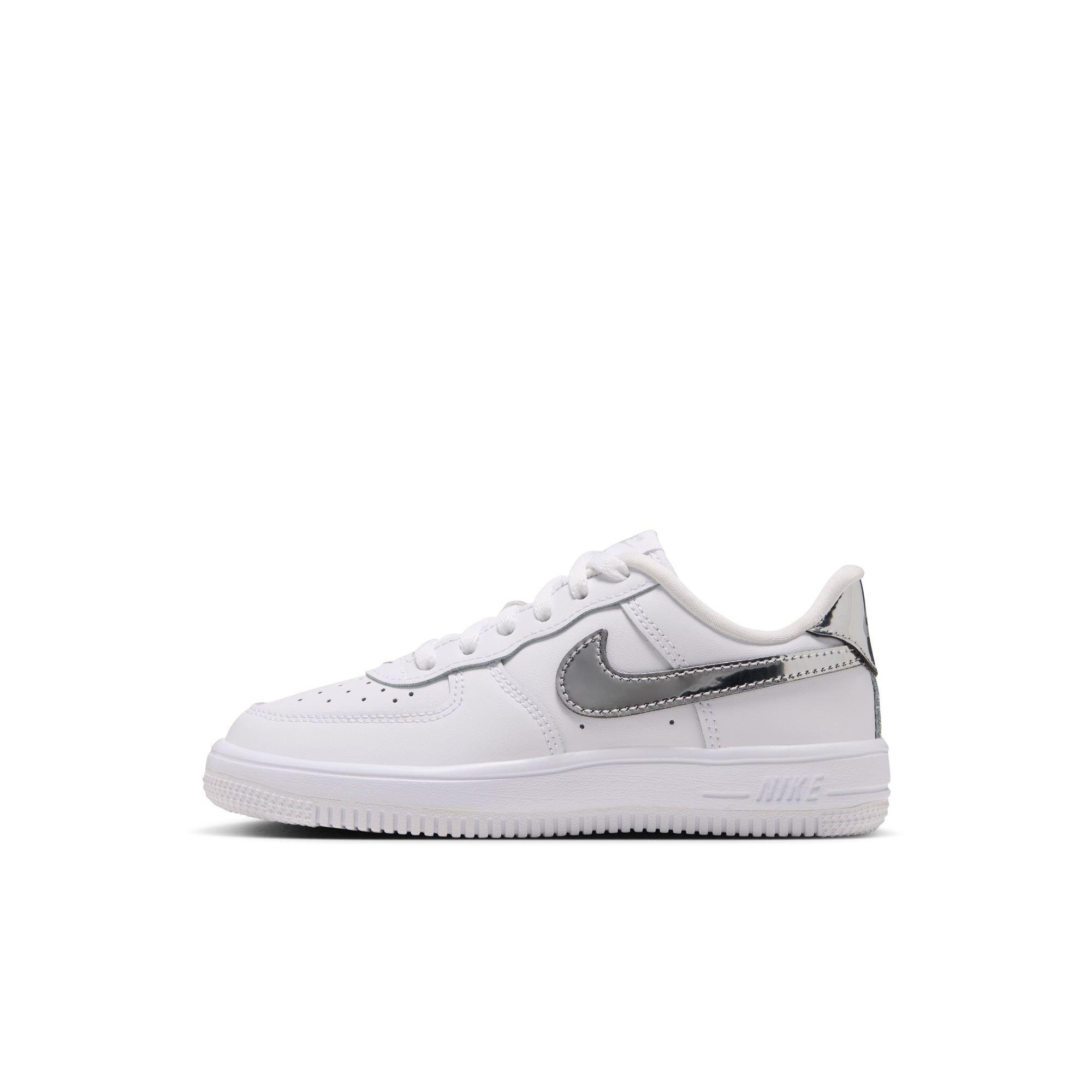 Nike Air Force 1 Low "White/Metallic Silver" Preschool Girls' Shoe - WHITE/SILVER