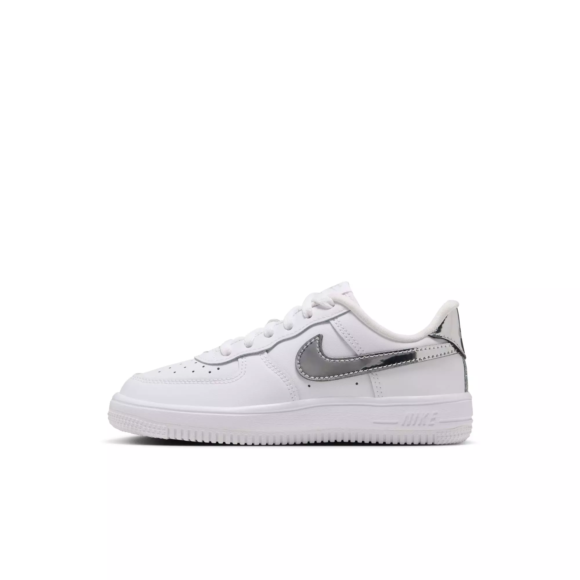 Nike Air Force 1 Low "White/Metallic Silver" Preschool Girls' Shoe - WHITE/SILVER