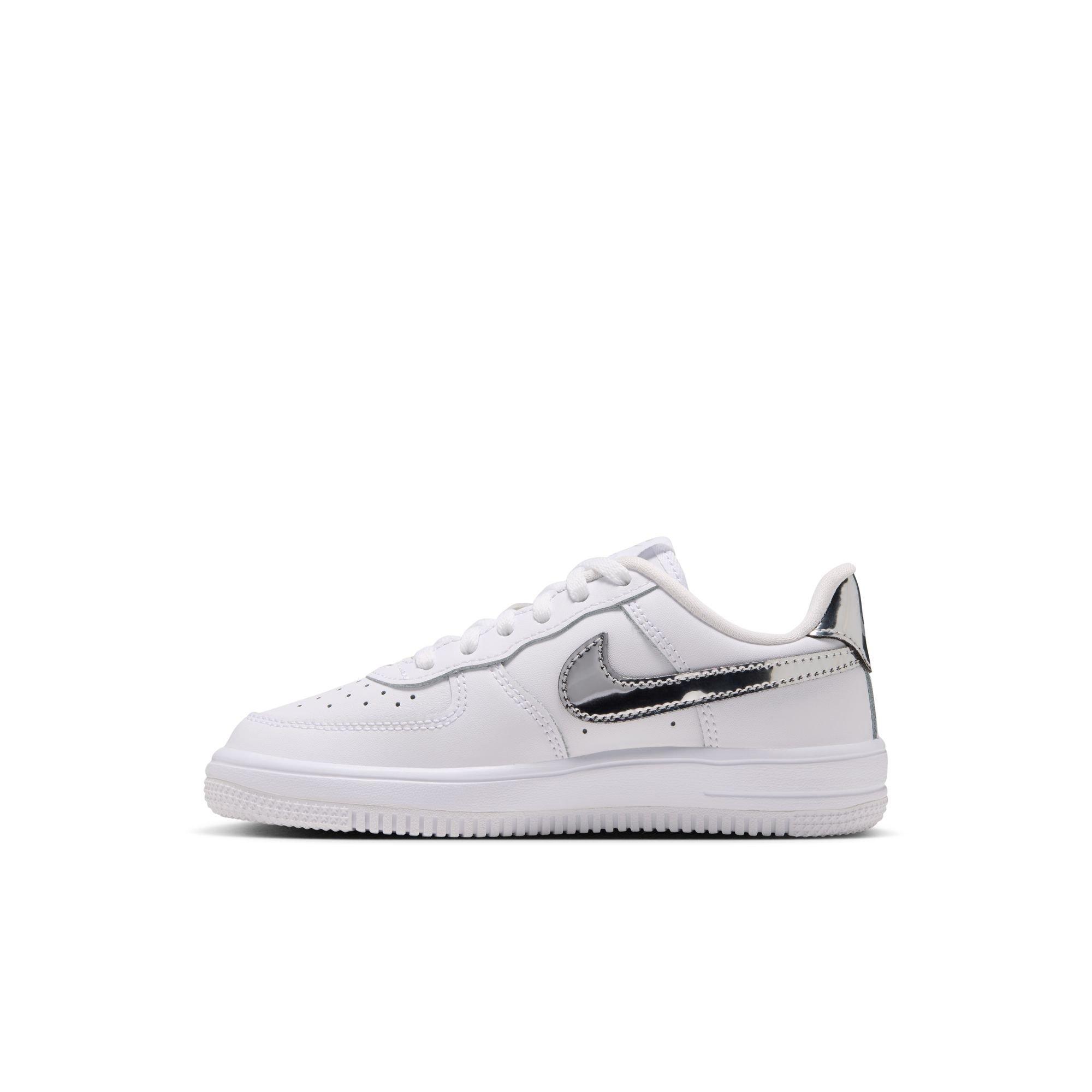 Nike Air Force 1 Low "White/Metallic Silver" Preschool Girls' Shoe - WHITE/SILVER