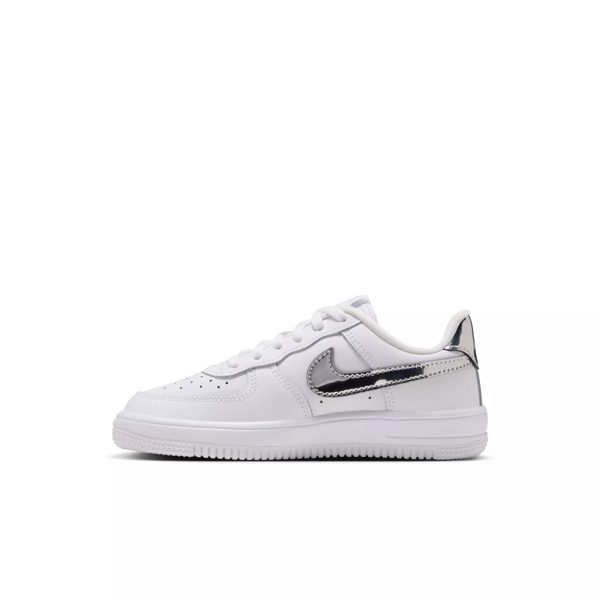 Nike Air Force 1 Low "White/Metallic Silver" Preschool Girls' Shoe - WHITE/SILVER