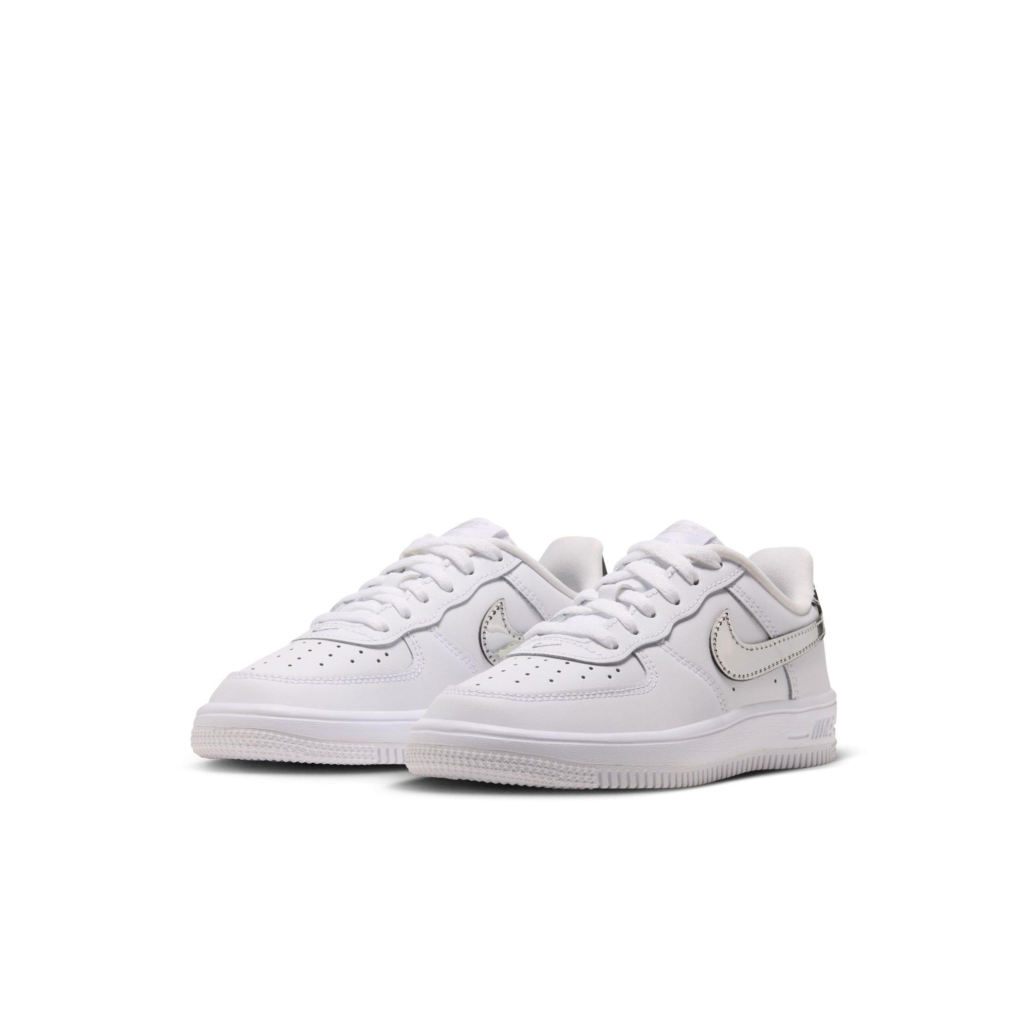 Nike Air Force 1 Low "White/Metallic Silver" Preschool Girls' Shoe - WHITE/SILVER