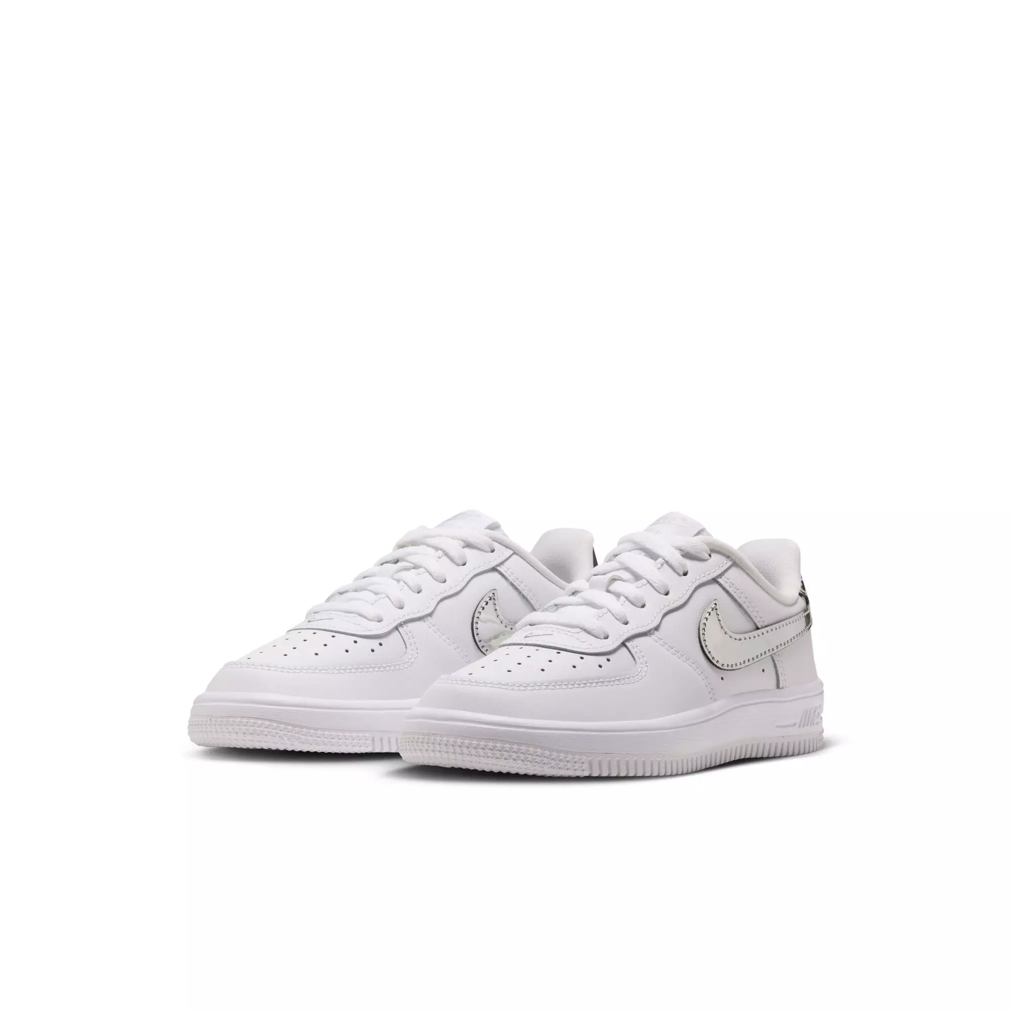 Nike Air Force 1 Low "White/Metallic Silver" Preschool Girls' Shoe - WHITE/SILVER