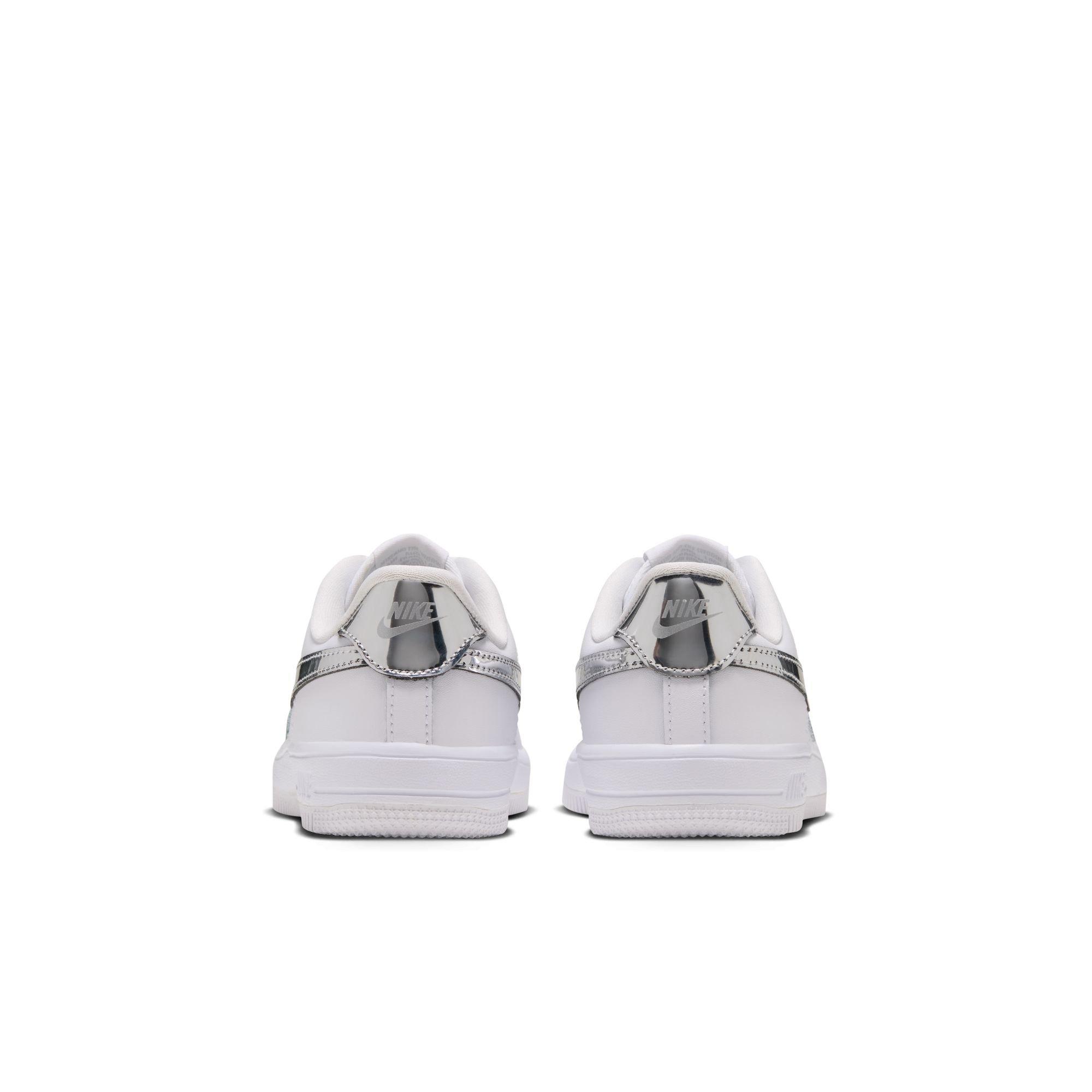 Nike Air Force 1 Low "White/Metallic Silver" Preschool Girls' Shoe - WHITE/SILVER