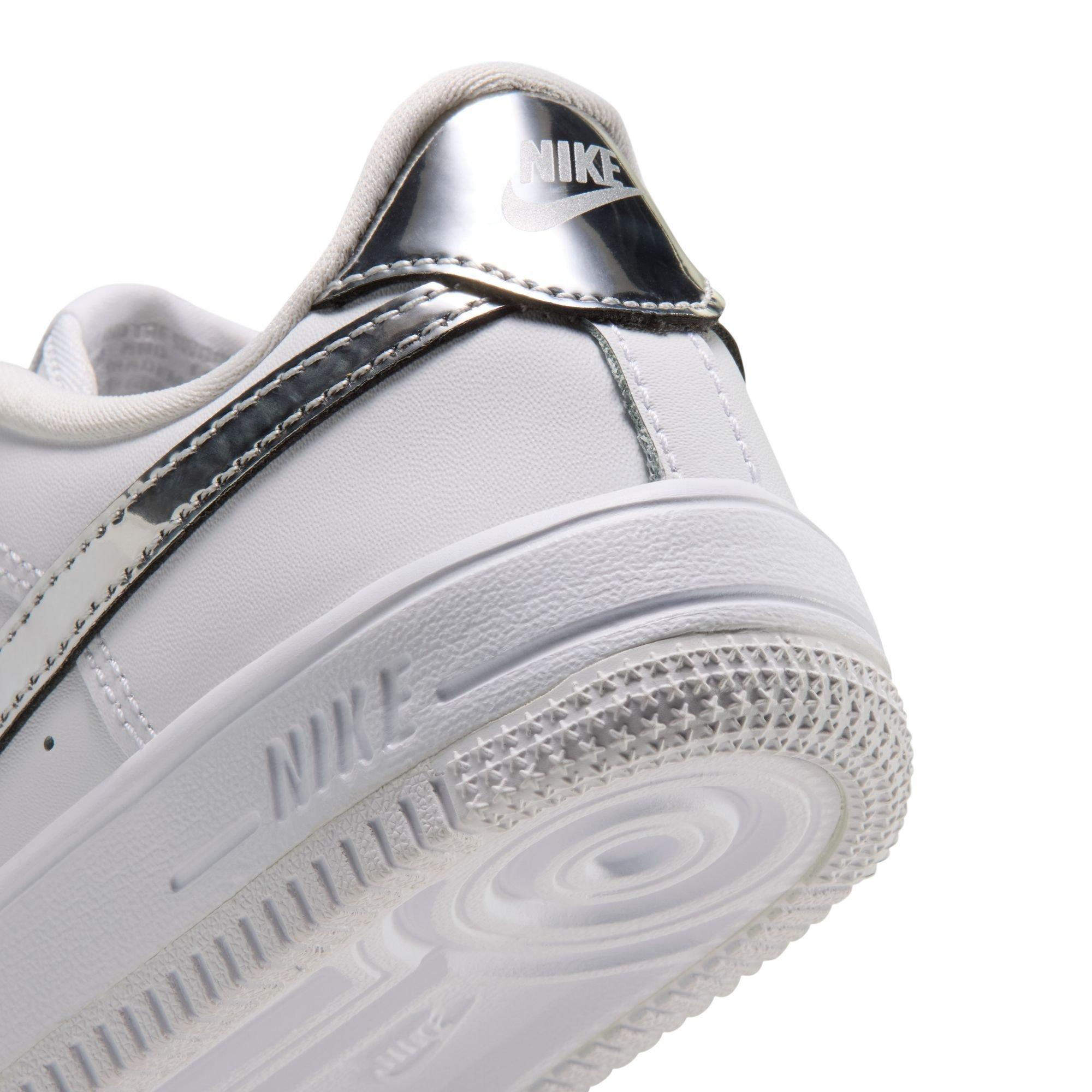 Nike Air Force 1 Low "White/Metallic Silver" Preschool Girls' Shoe - WHITE/SILVER