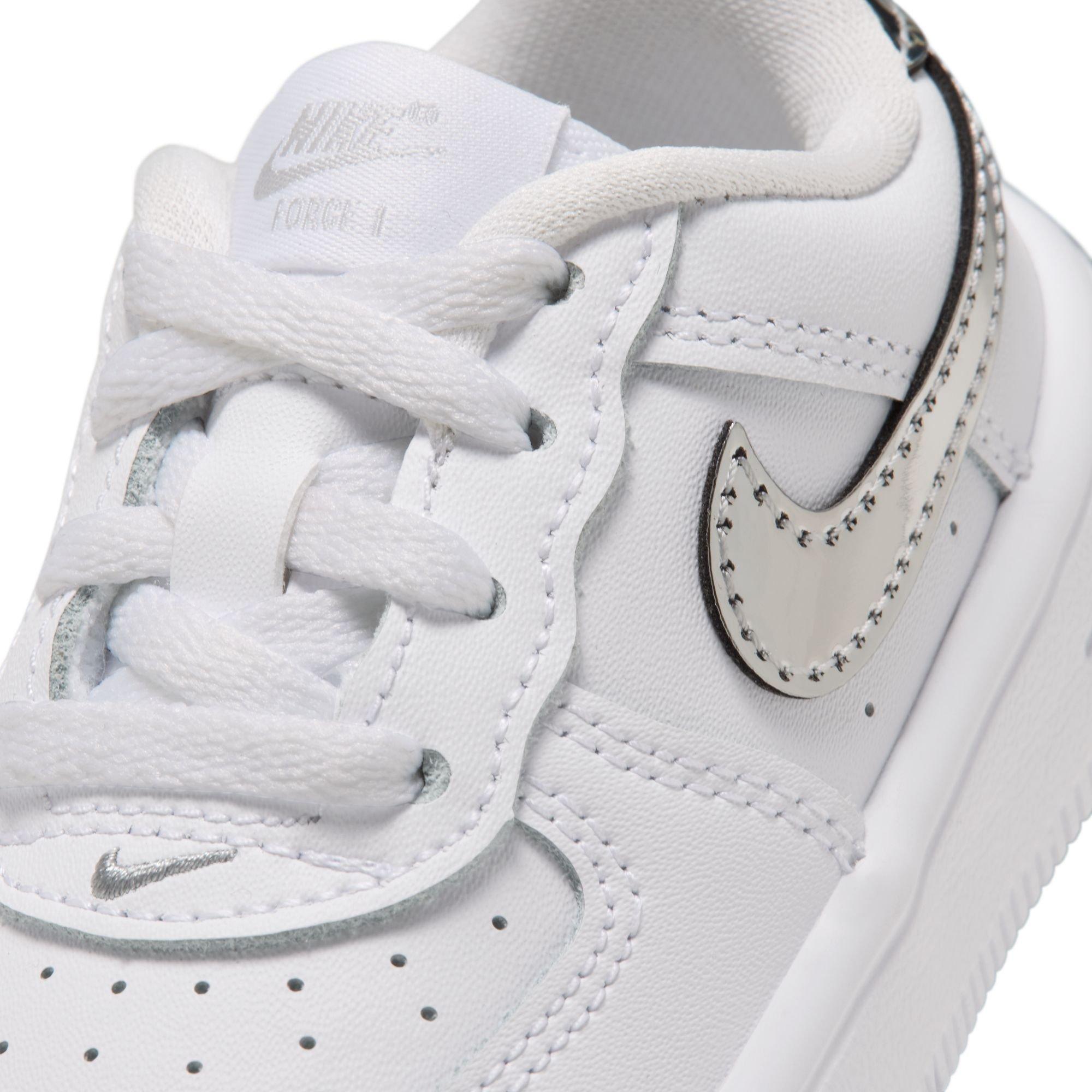 Nike Air Force 1 Low "White/Metallic Silver" Toddler Girls' Shoe - WHITE/SILVER