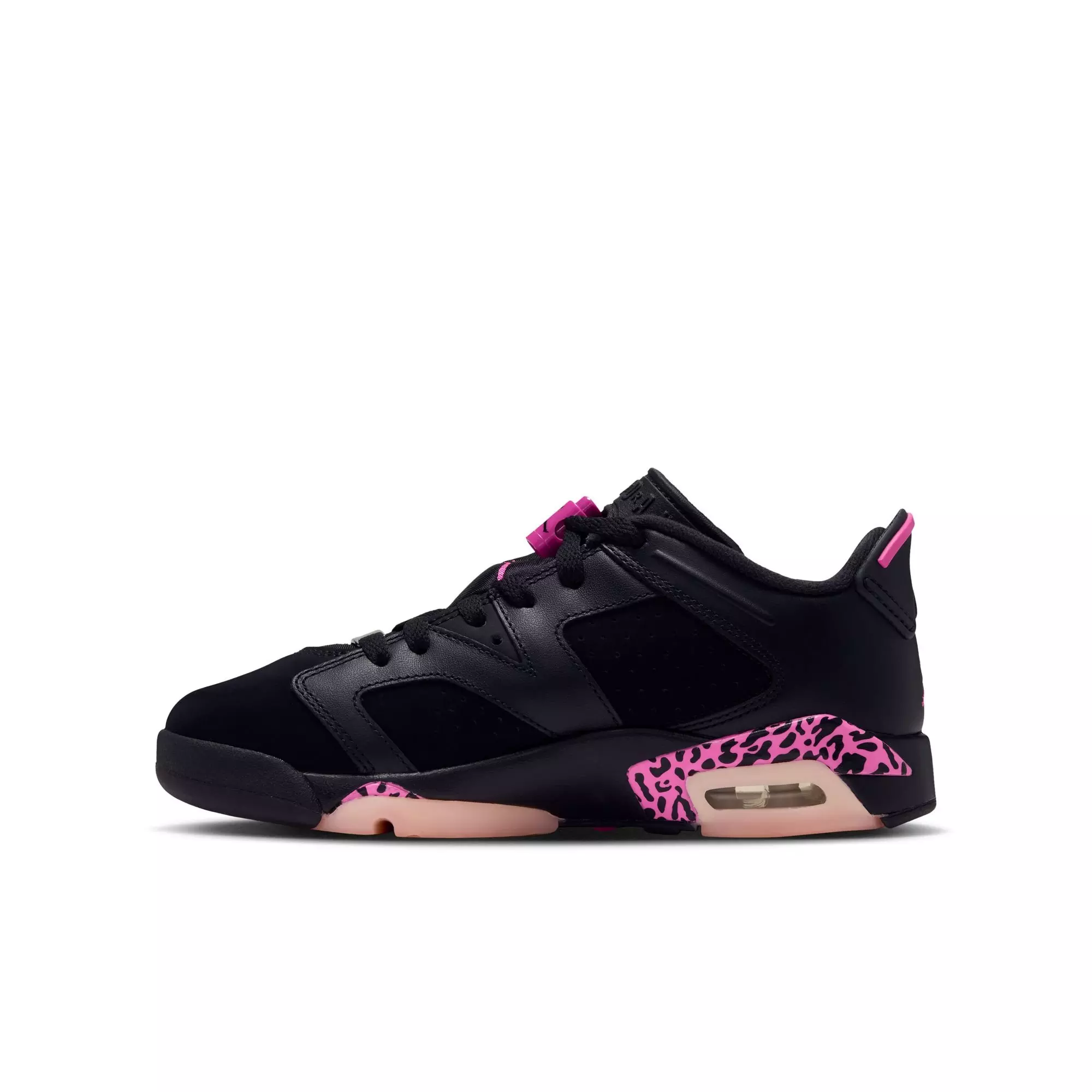 Jordan 6 Retro "Fierce Pink" Grade School Kids' Shoe - BLACK/LASER FUCHSIA/PINK FOAM