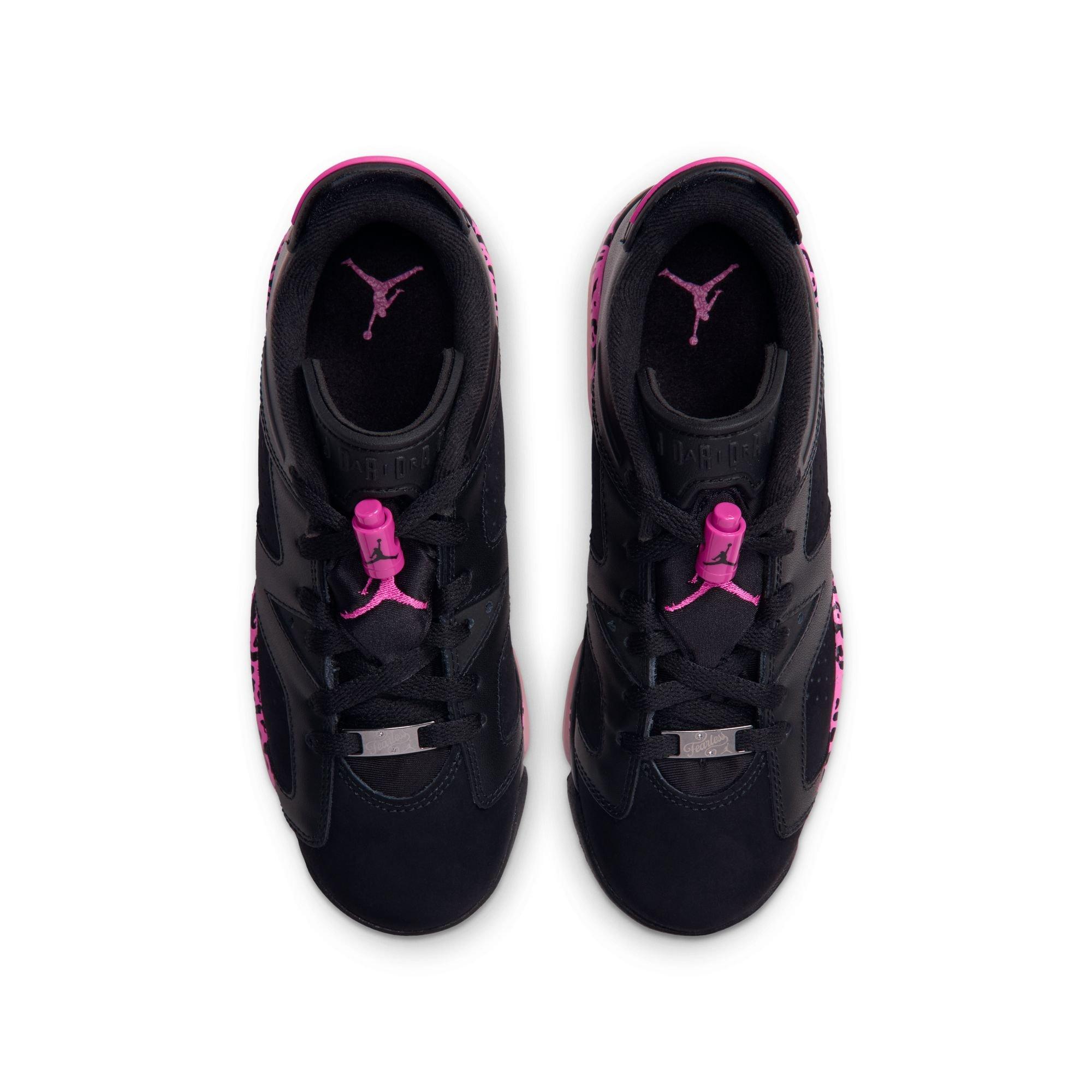 Jordan 6 Retro "Fierce Pink" Grade School Kids' Shoe - BLACK/LASER FUCHSIA/PINK FOAM