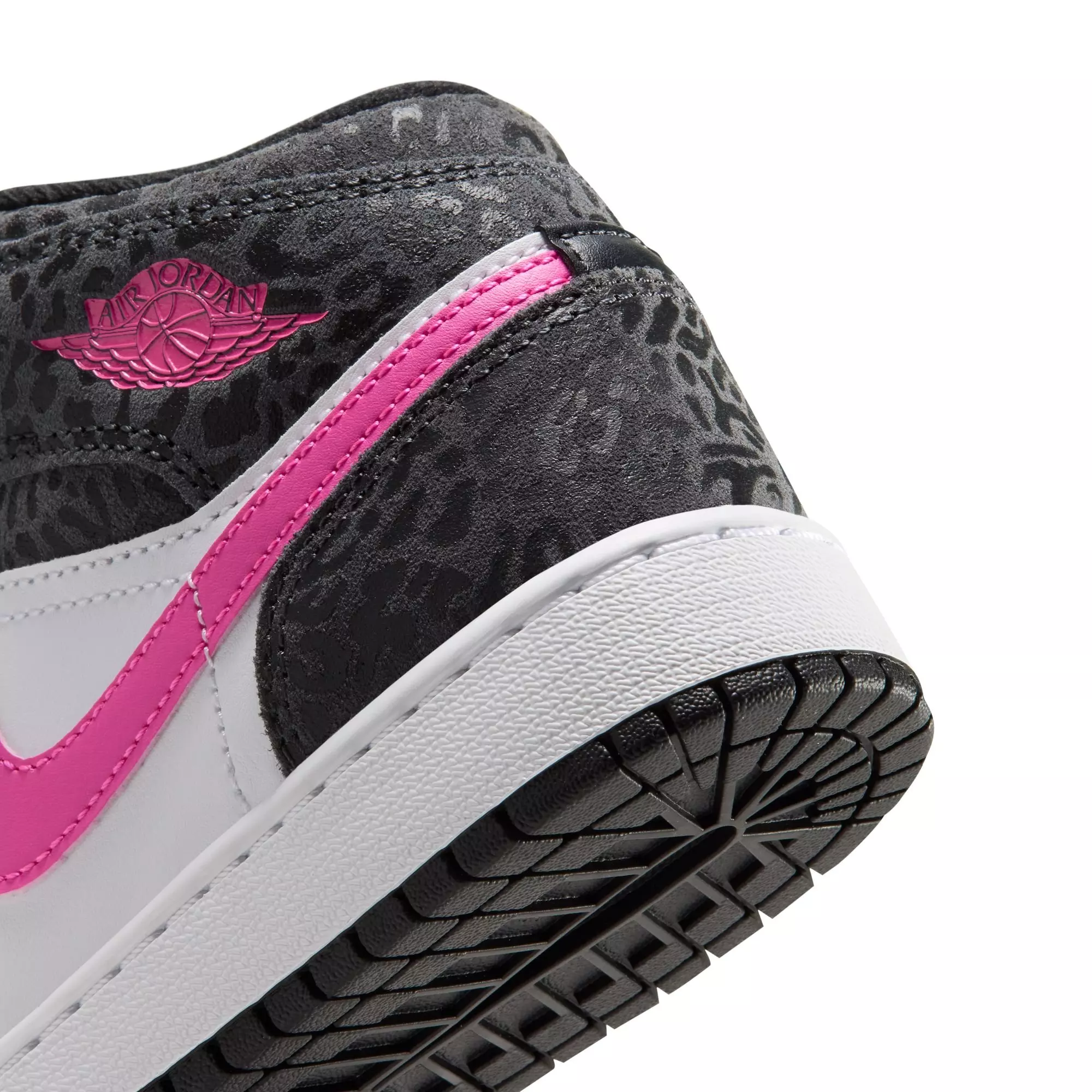 Jordan 1 Mid SE "Black/Laser Fuchsia/Anthracite/White" Grade School Girls' Shoe - BLACK/PINK