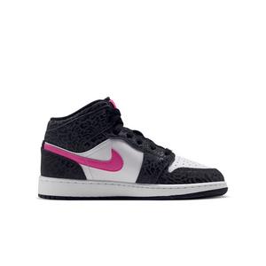 Jordan 1 Mid SE "Black/Laser Fuchsia/Anthracite/White" Grade School Girls' Shoe - BLACK/PINK