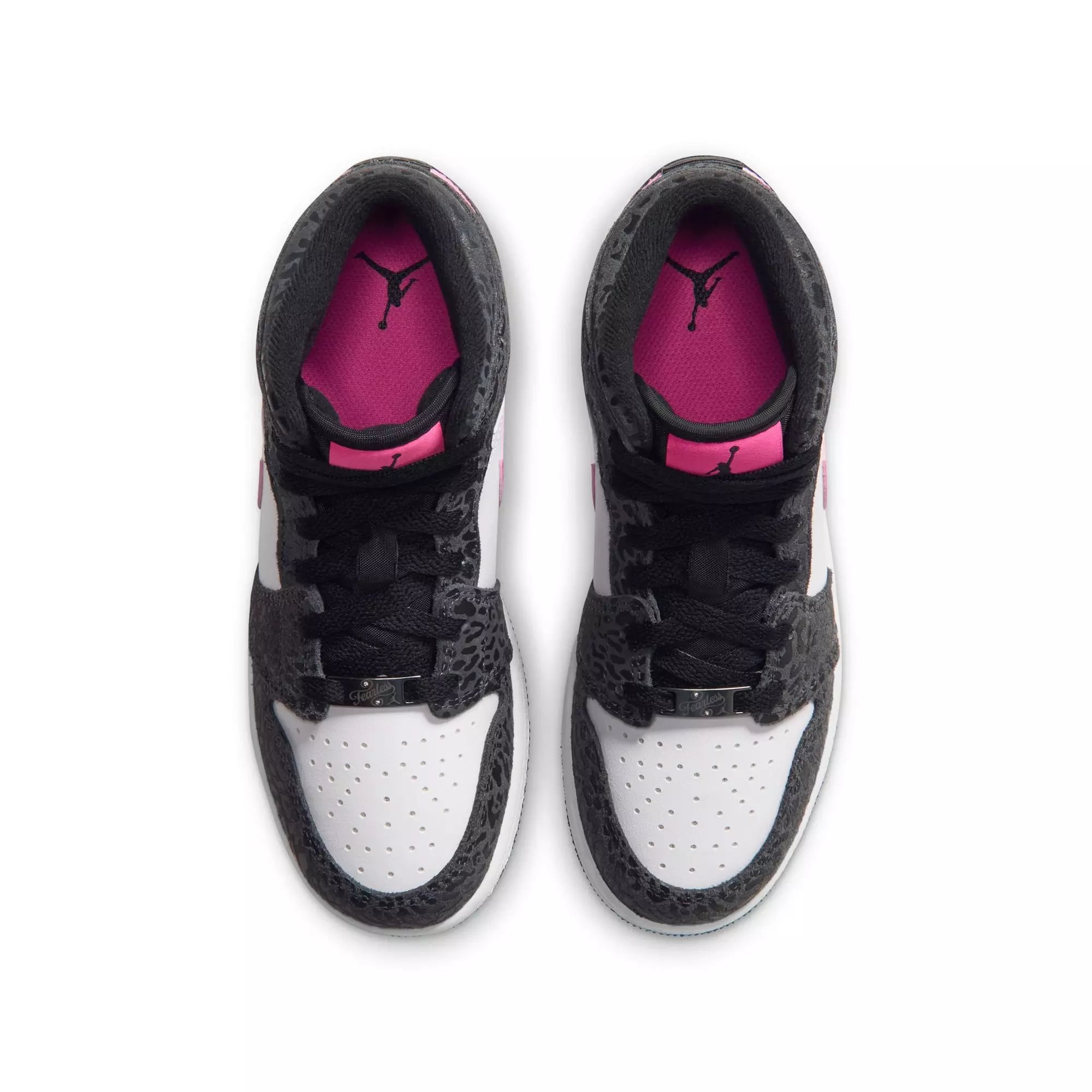 Jordan 1 Mid SE "Black/Laser Fuchsia/Anthracite/White" Grade School Girls' Shoe - BLACK/PINK