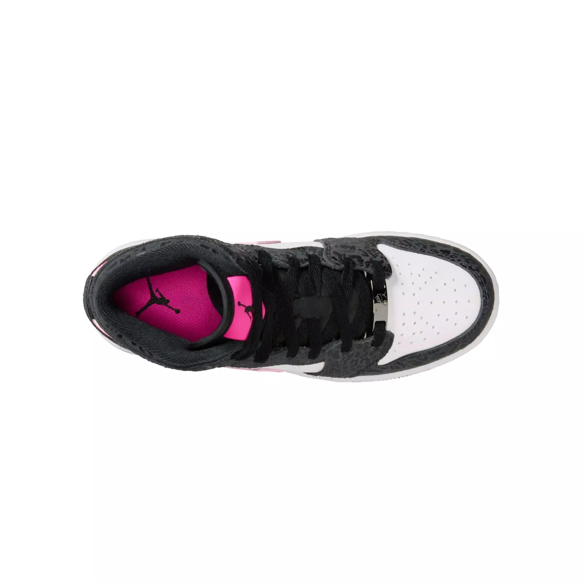 Jordan 1 Mid SE "Black/Laser Fuchsia/Anthracite/White" Grade School Girls' Shoe - BLACK/PINK