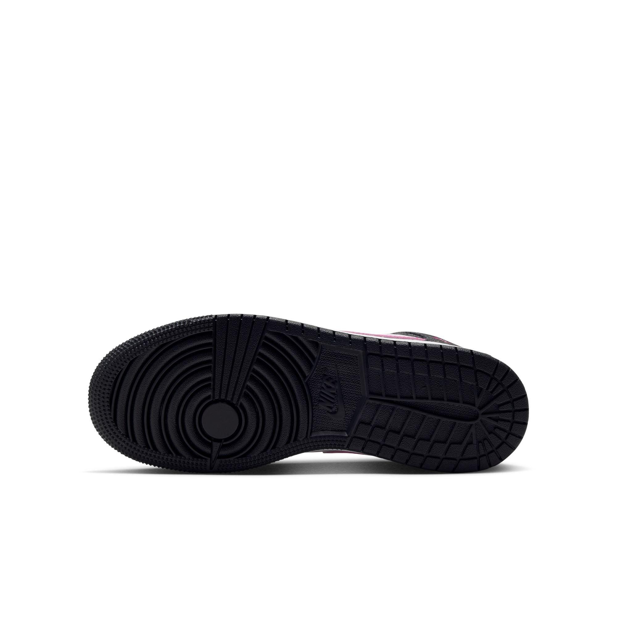 Jordan 1 Mid SE "Black/Laser Fuchsia/Anthracite/White" Grade School Girls' Shoe - BLACK/PINK
