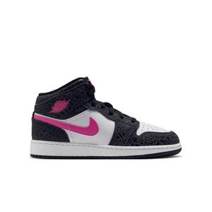 Jordan 1 Mid SE "Black/Laser Fuchsia/Anthracite/White" Grade School Girls' Shoe - BLACK/PINK