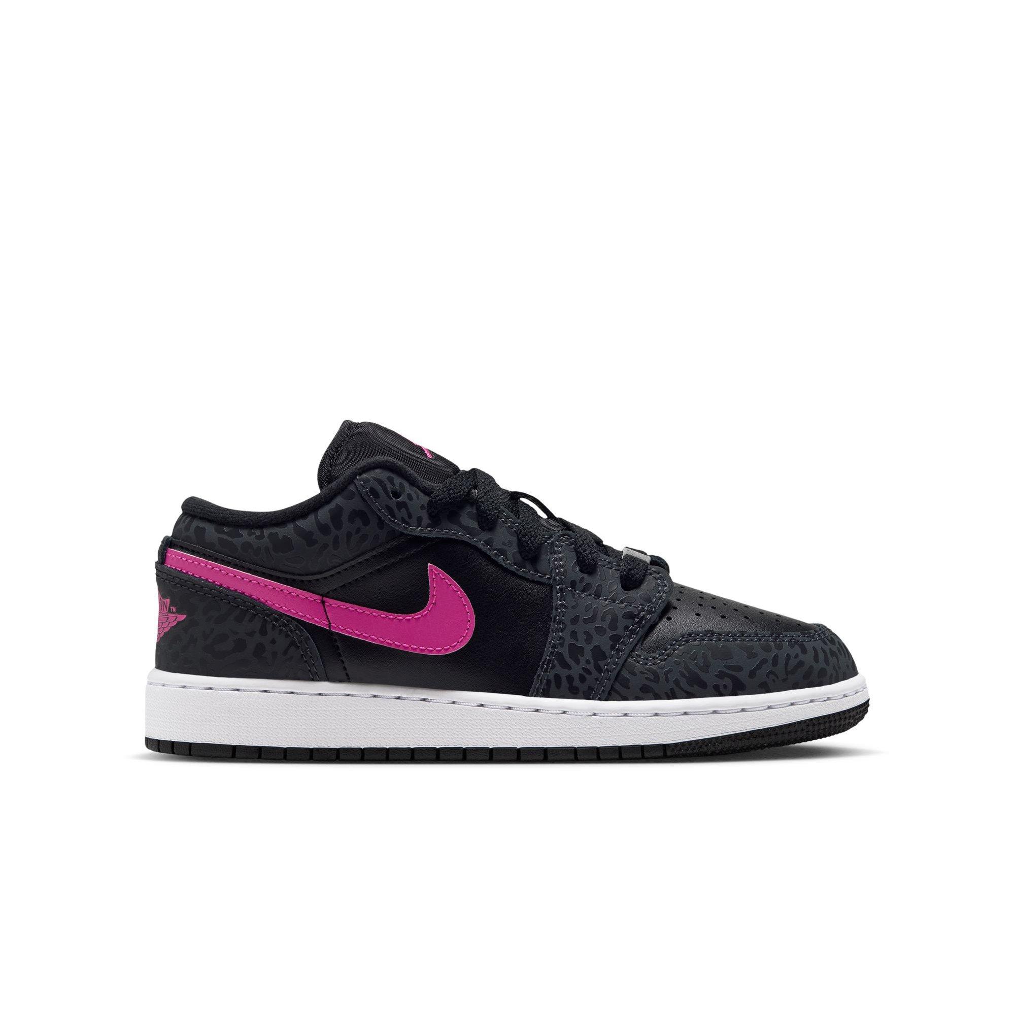 Jordan 1 Low SE "Anthracite/Laser Fuchsia/Black/White" Grade School Girls' Shoe - BLACK/PINK