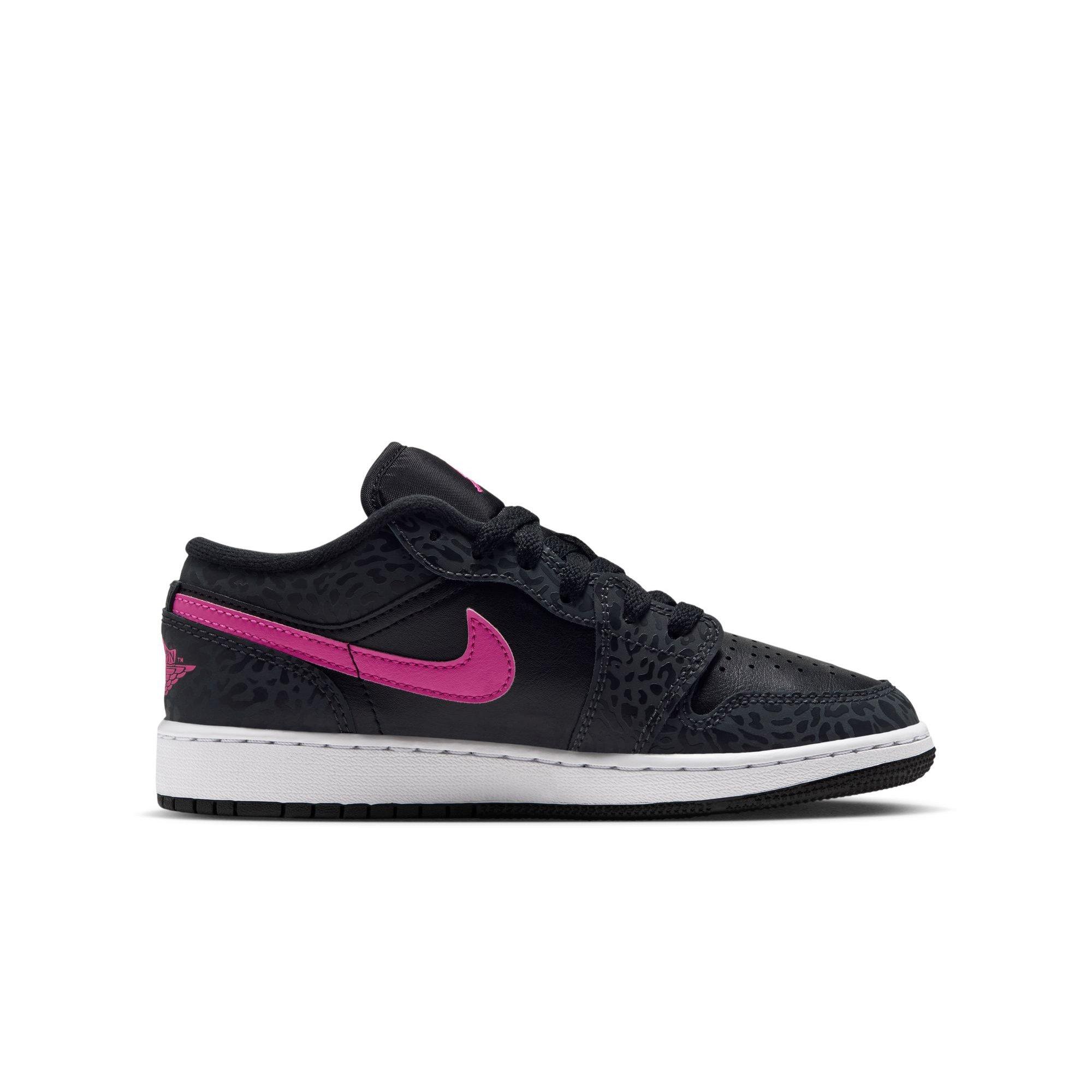 Jordan 1 Low SE "Anthracite/Laser Fuchsia/Black/White" Grade School Girls' Shoe - BLACK/PINK