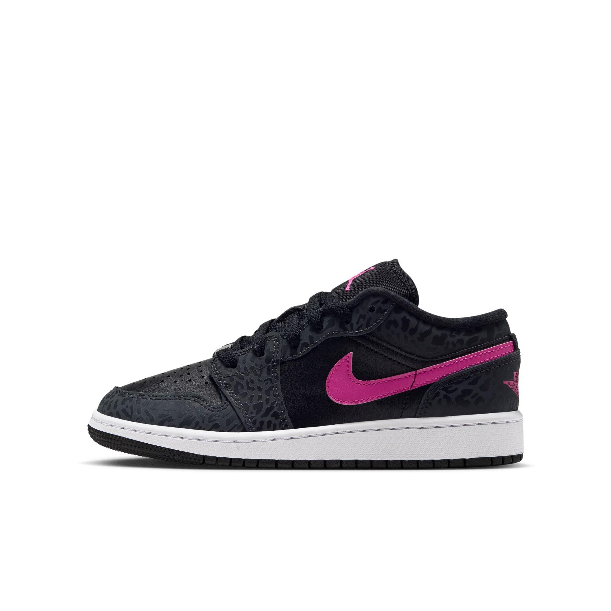 Jordan 1 Low SE "Anthracite/Laser Fuchsia/Black/White" Grade School Girls' Shoe - BLACK/PINK
