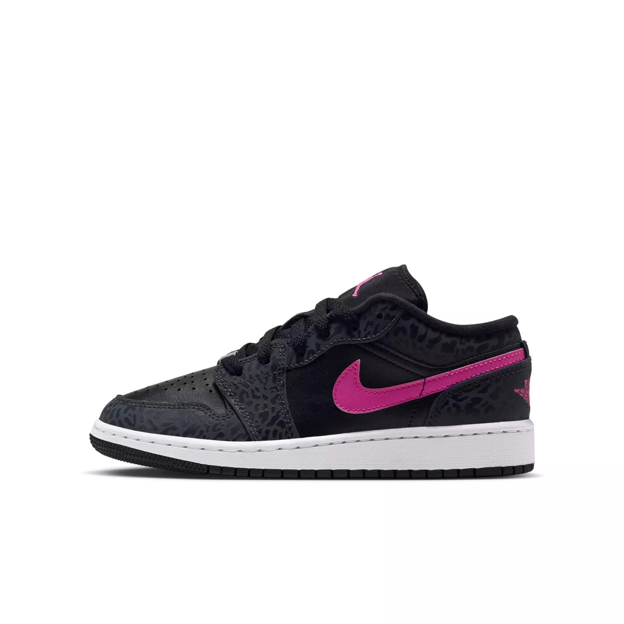 Jordan 1 Low SE "Anthracite/Laser Fuchsia/Black/White" Grade School Girls' Shoe - BLACK/PINK