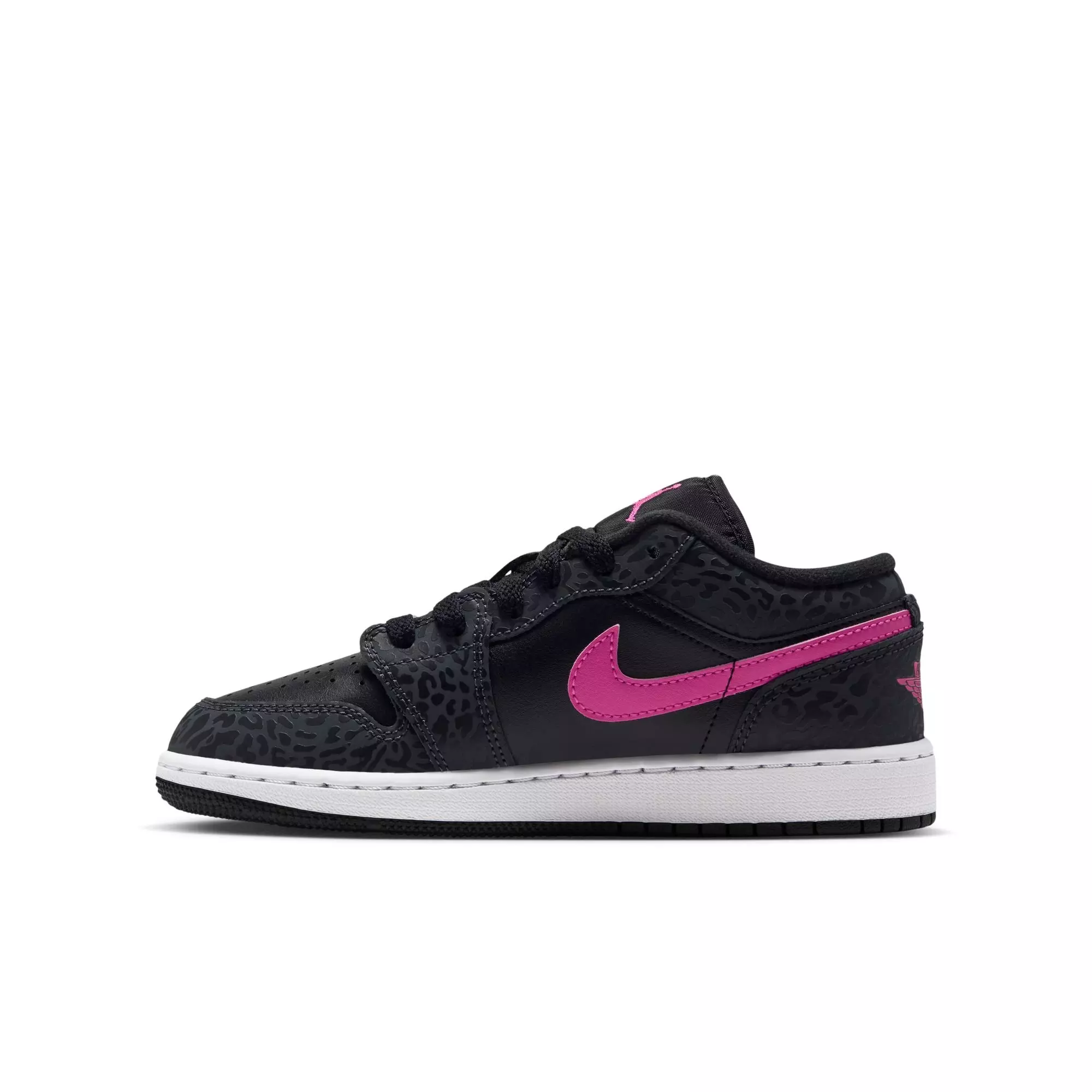 Jordan 1 Low SE "Anthracite/Laser Fuchsia/Black/White" Grade School Girls' Shoe - BLACK/PINK