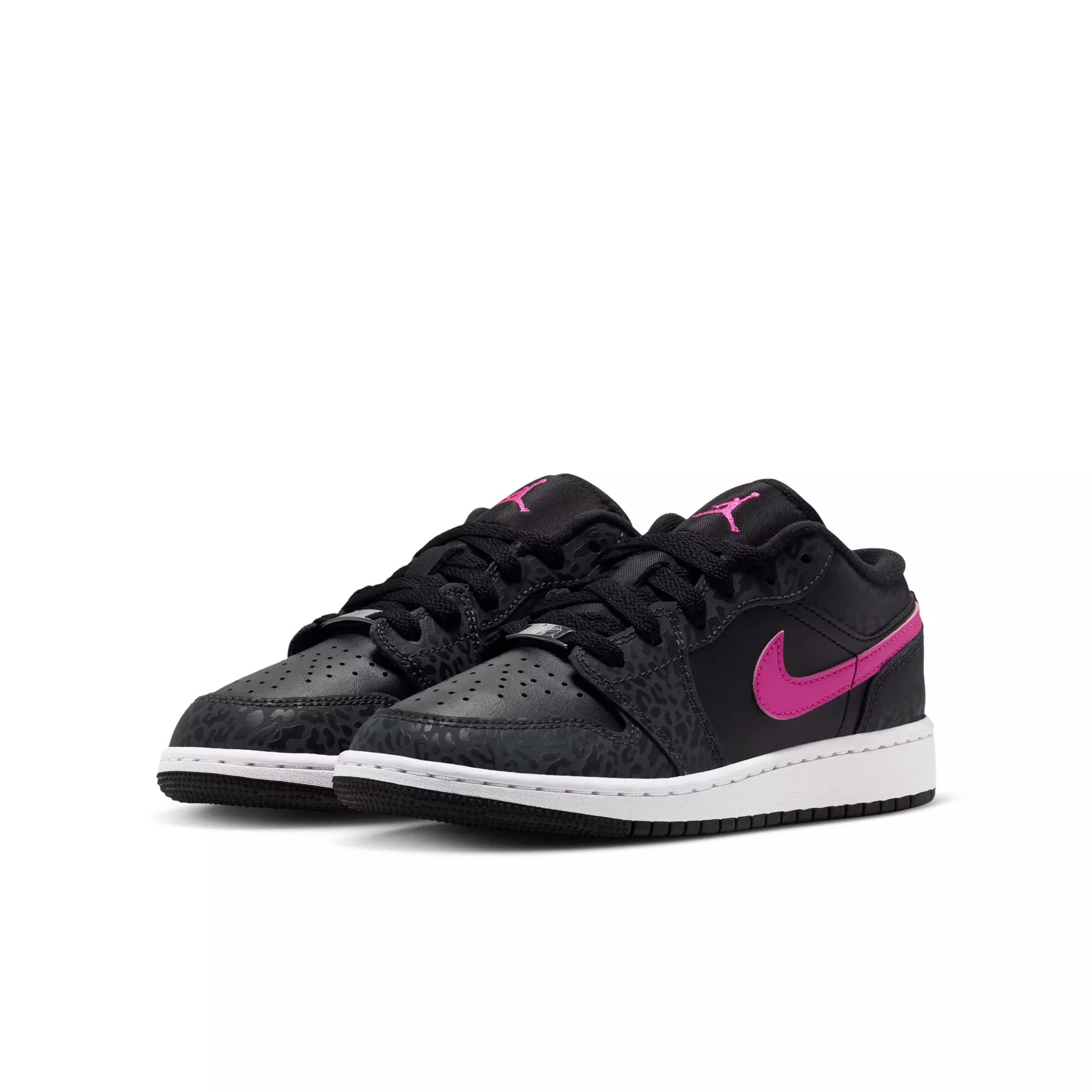 Jordan 1 Low SE "Anthracite/Laser Fuchsia/Black/White" Grade School Girls' Shoe - BLACK/PINK
