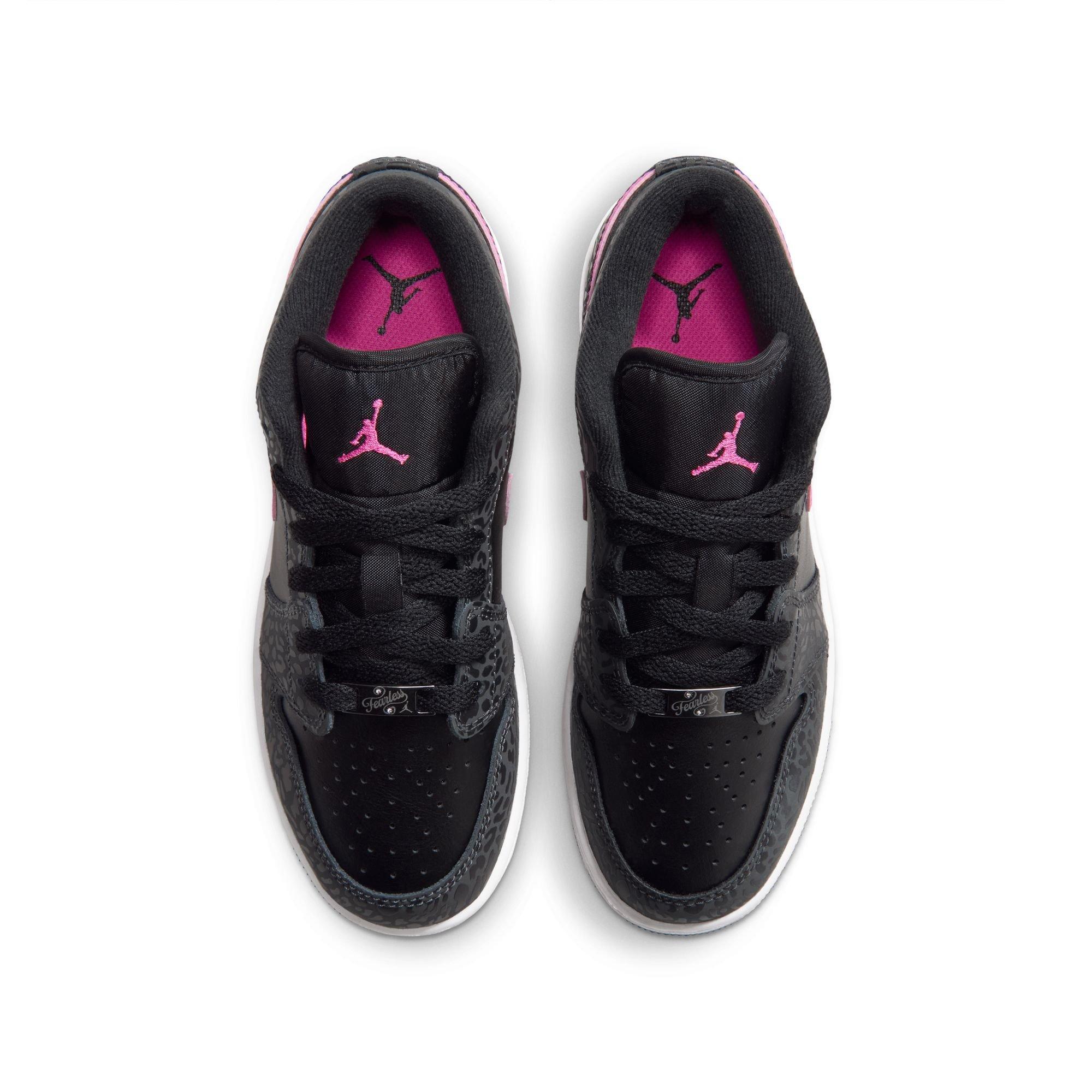 Jordan 1 Low SE "Anthracite/Laser Fuchsia/Black/White" Grade School Girls' Shoe - BLACK/PINK