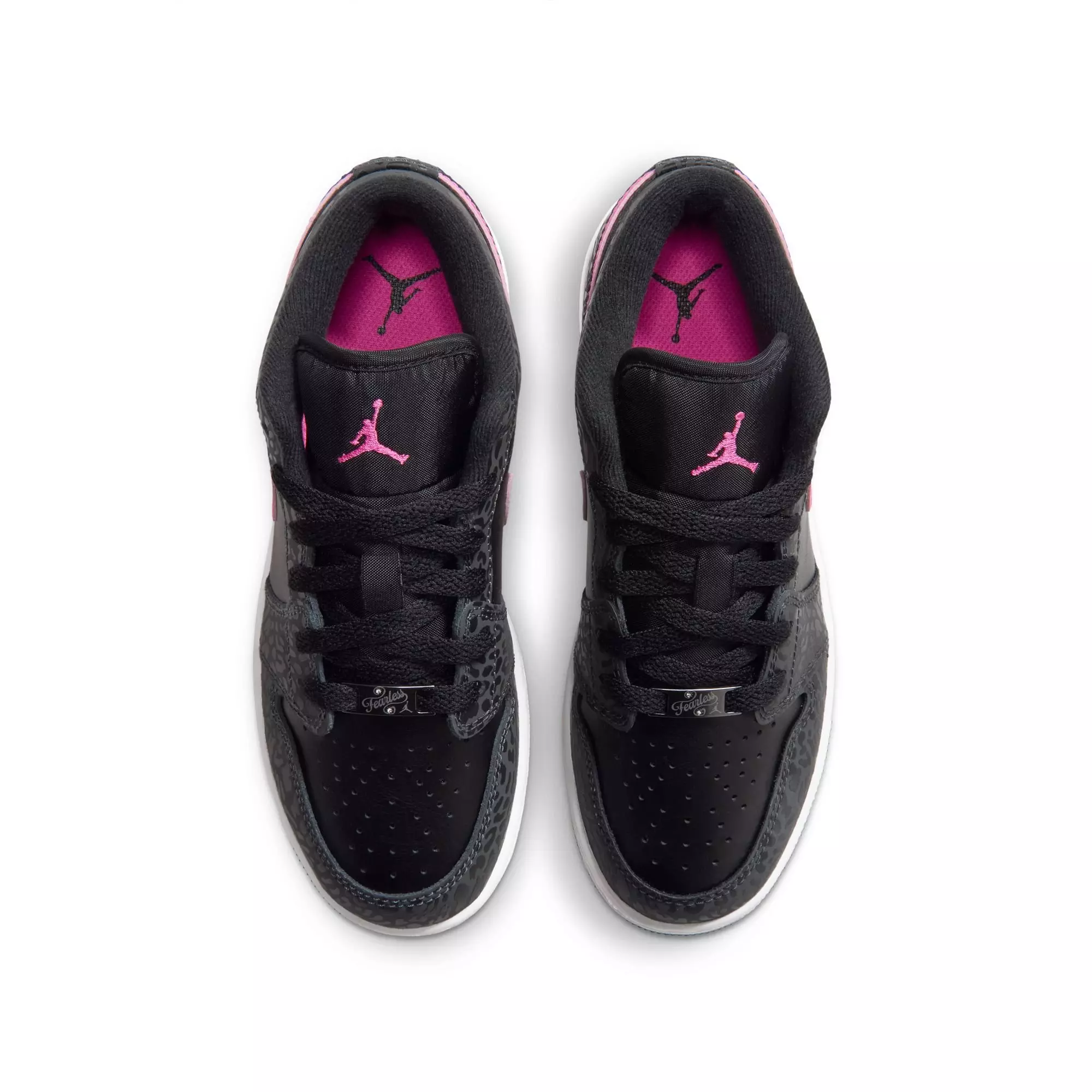 Jordan 1 Low SE "Anthracite/Laser Fuchsia/Black/White" Grade School Girls' Shoe - BLACK/PINK