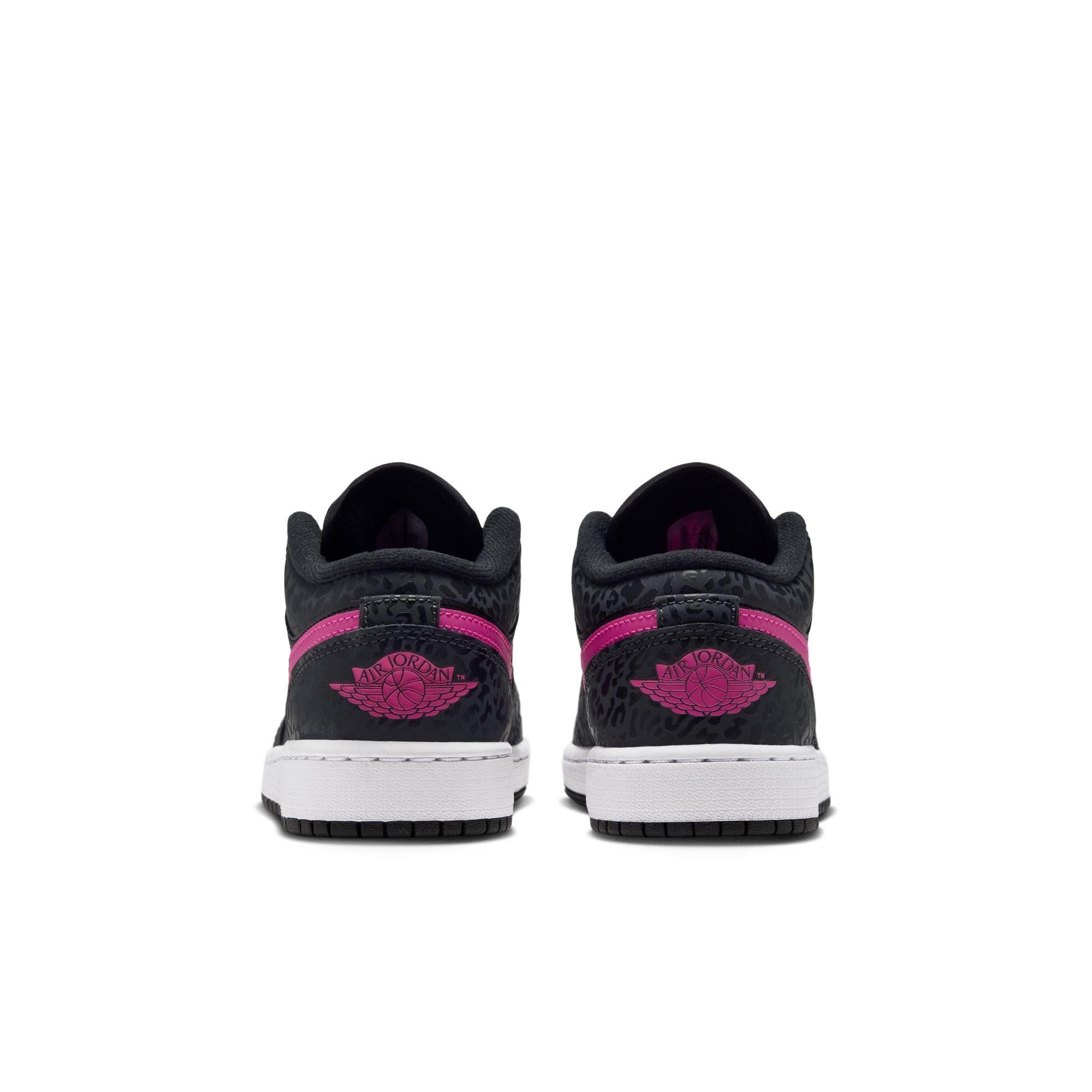 Jordan 1 Low SE "Anthracite/Laser Fuchsia/Black/White" Grade School Girls' Shoe - BLACK/PINK
