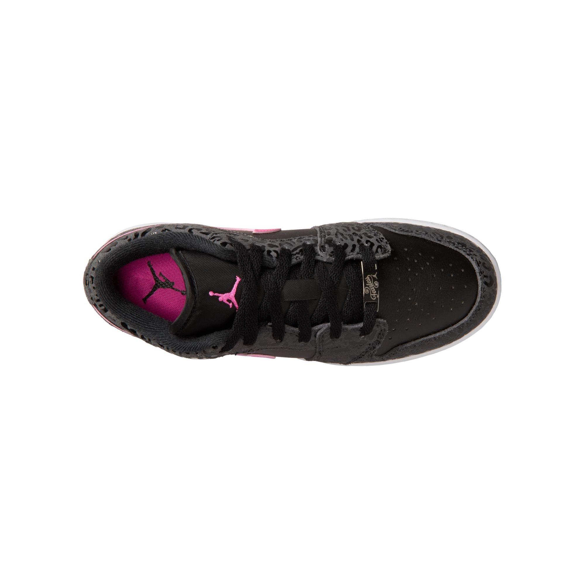 Jordan 1 Low SE "Anthracite/Laser Fuchsia/Black/White" Grade School Girls' Shoe - BLACK/PINK