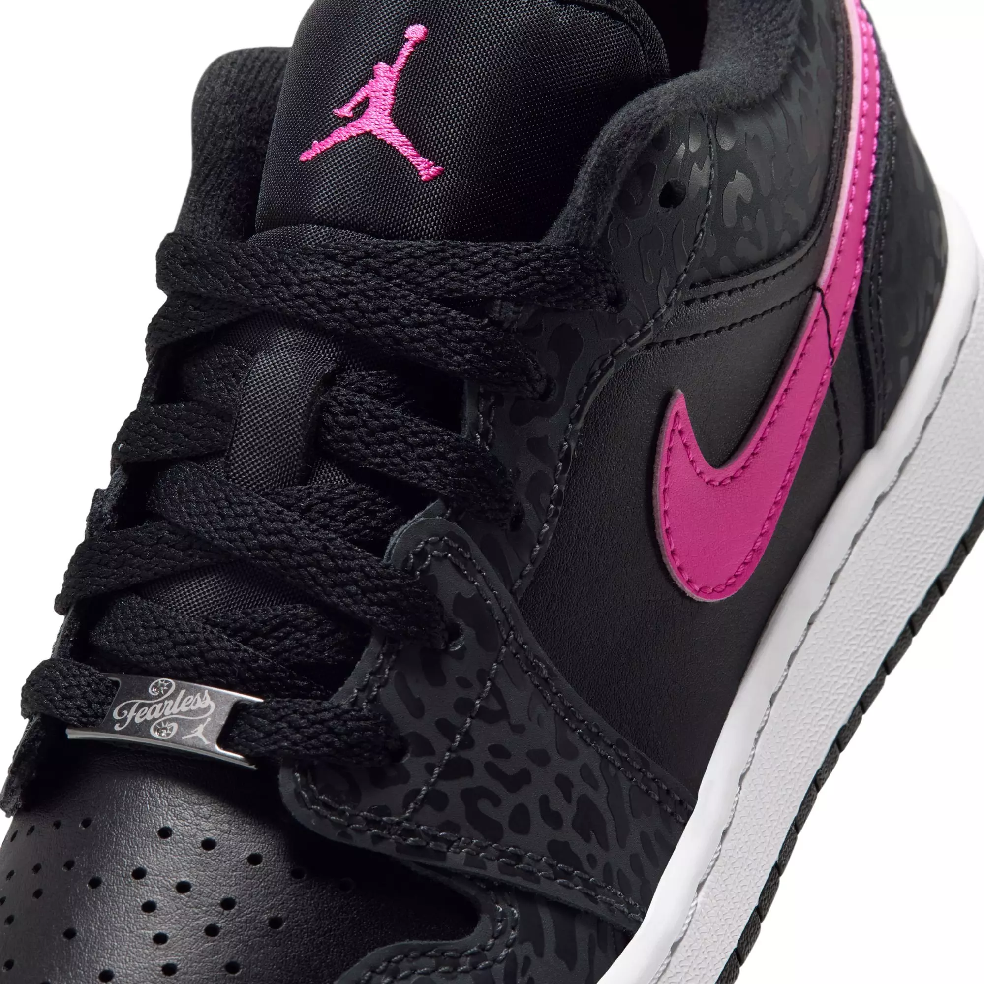 Jordan 1 Low SE "Anthracite/Laser Fuchsia/Black/White" Grade School Girls' Shoe - BLACK/PINK