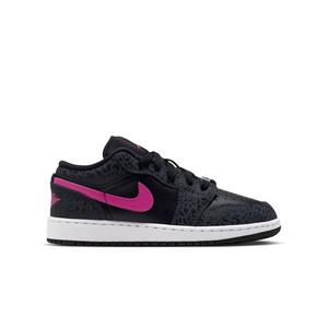 Jordan 1 Low SE "Anthracite/Laser Fuchsia/Black/White" Grade School Girls' Shoe - BLACK/PINK