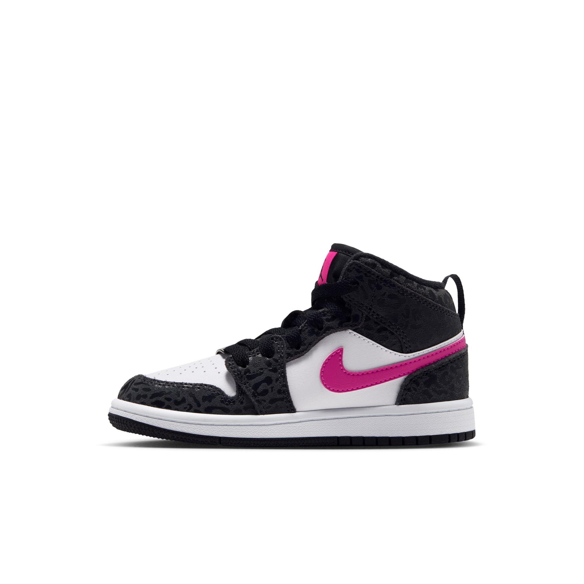 Jordan 1 Mid SE "Black/Laser Fuchsia/Anthracite/White" Preschool Girls' Shoe - BLACK/PINK