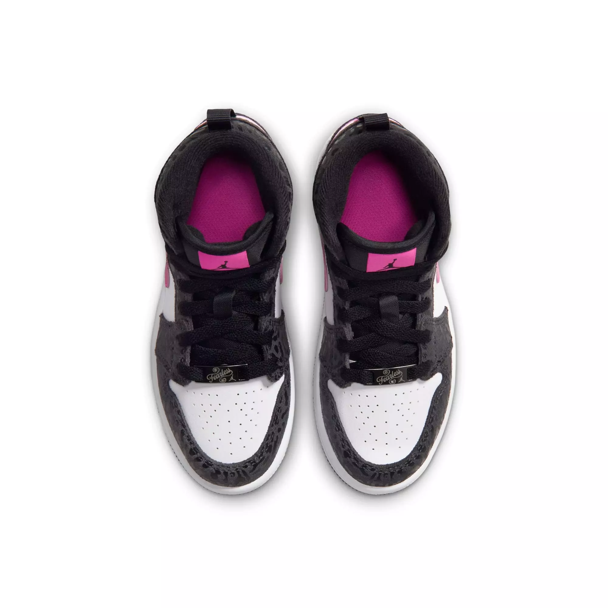 Jordan 1 Mid SE "Black/Laser Fuchsia/Anthracite/White" Preschool Girls' Shoe - BLACK/PINK