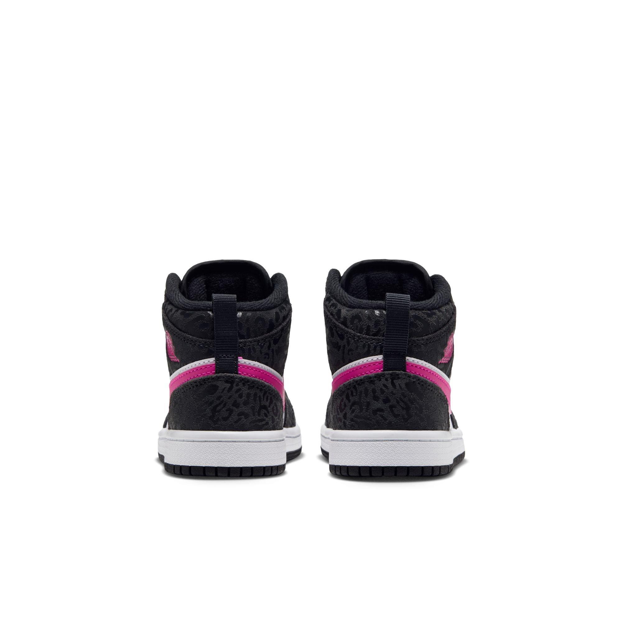 Jordan 1 Mid SE "Black/Laser Fuchsia/Anthracite/White" Preschool Girls' Shoe - BLACK/PINK