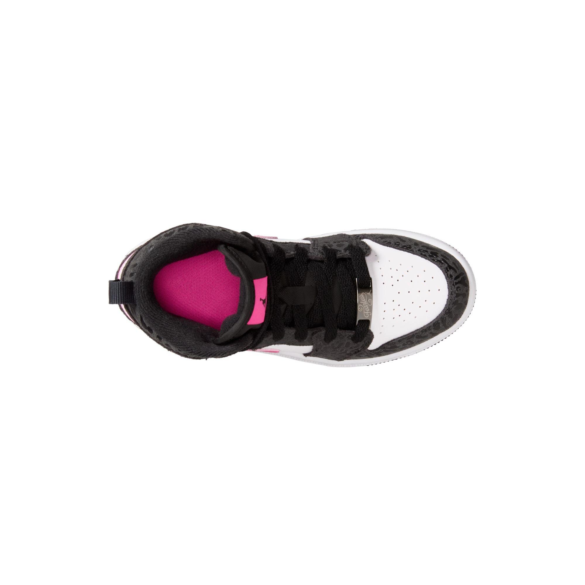 Jordan 1 Mid SE "Black/Laser Fuchsia/Anthracite/White" Preschool Girls' Shoe - BLACK/PINK